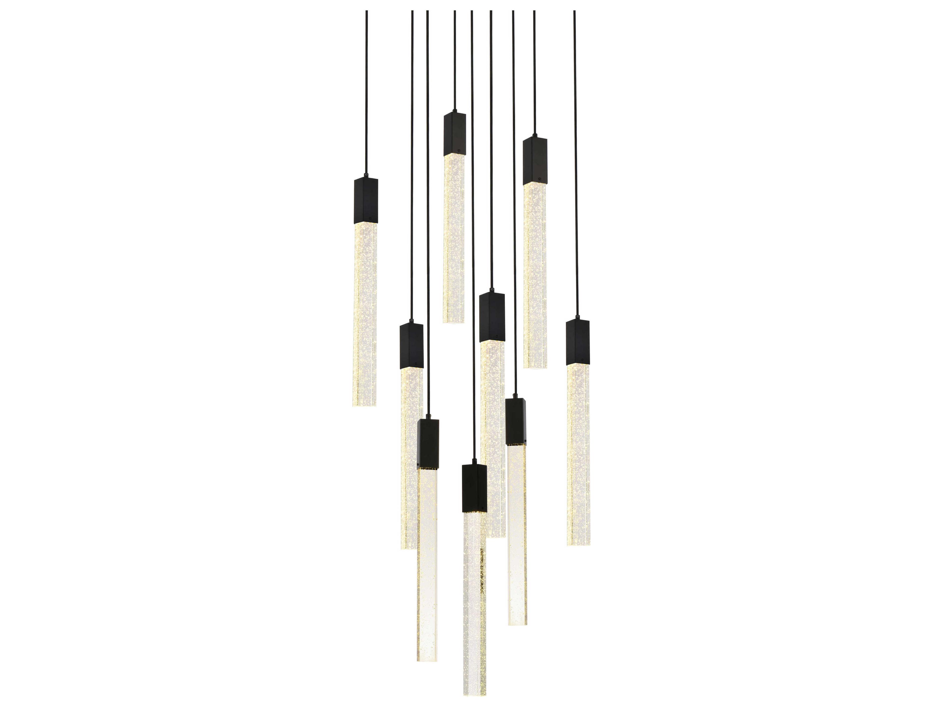 Elegant Lighting Weston 9-Light Black Crystal LED Cylinder Pendant