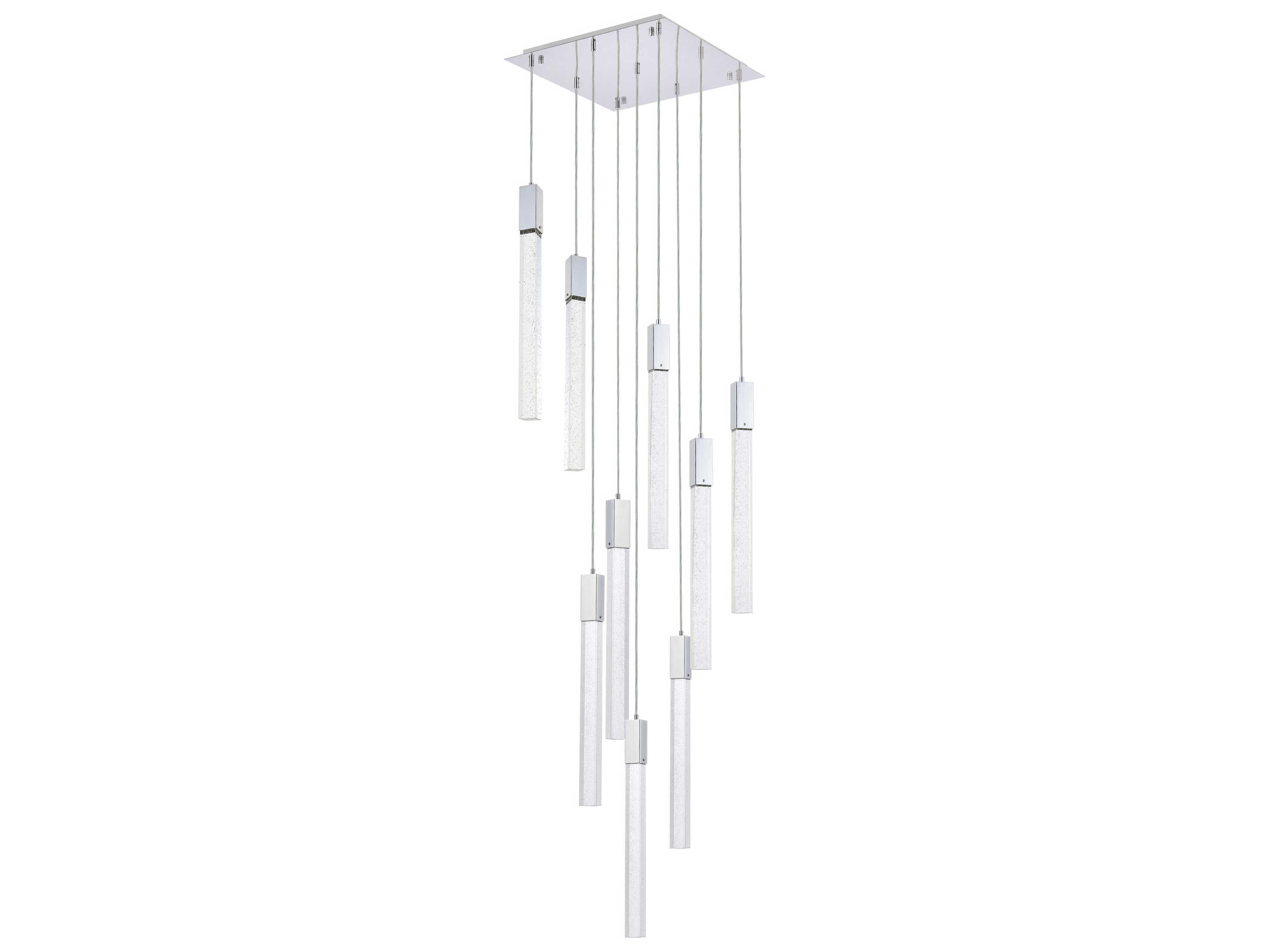 Elegant Lighting Weston 9-Light Chrome Crystal LED Cylinder Pendant