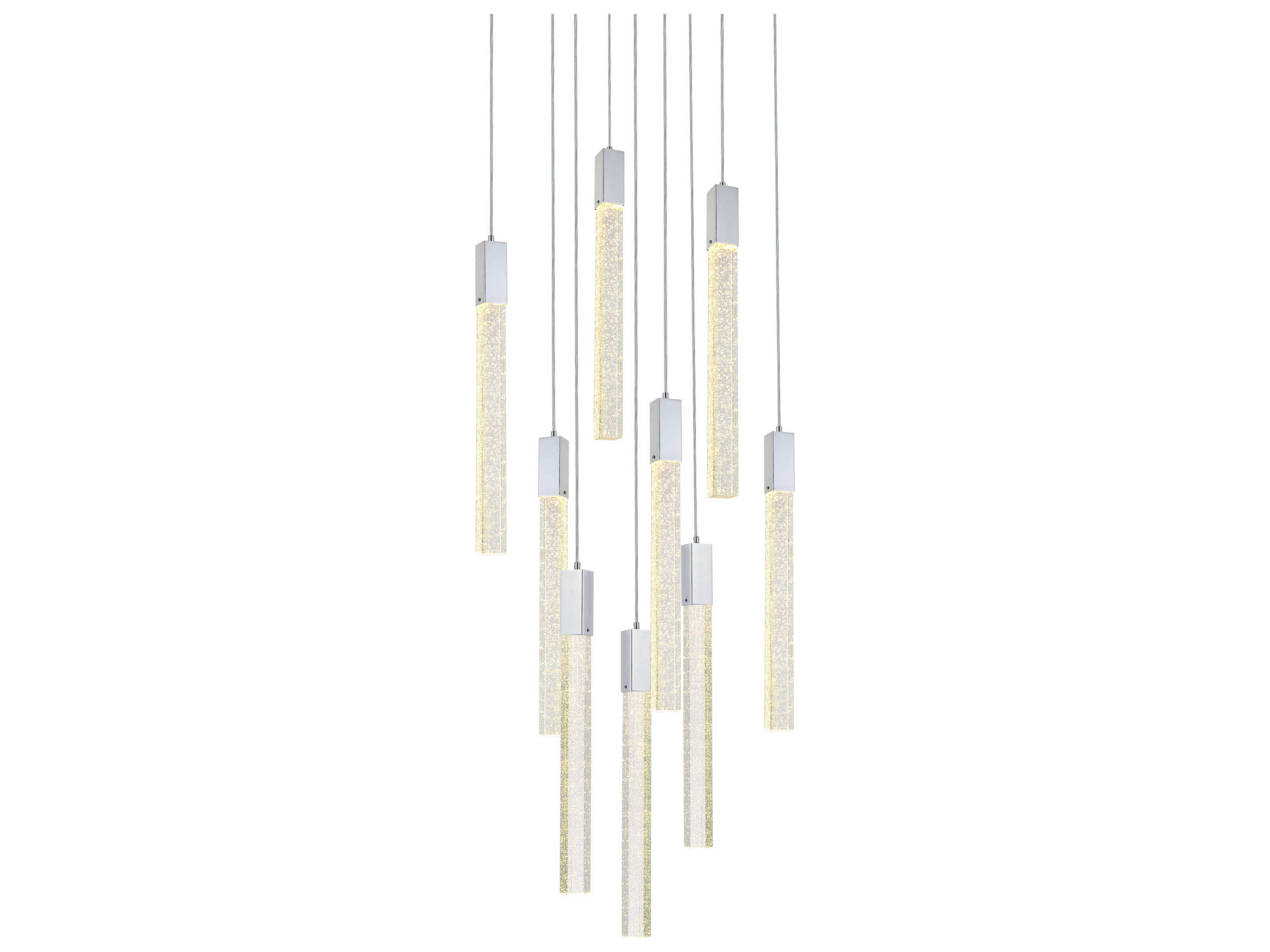 Elegant Lighting Weston 9-Light Chrome Crystal LED Cylinder Pendant