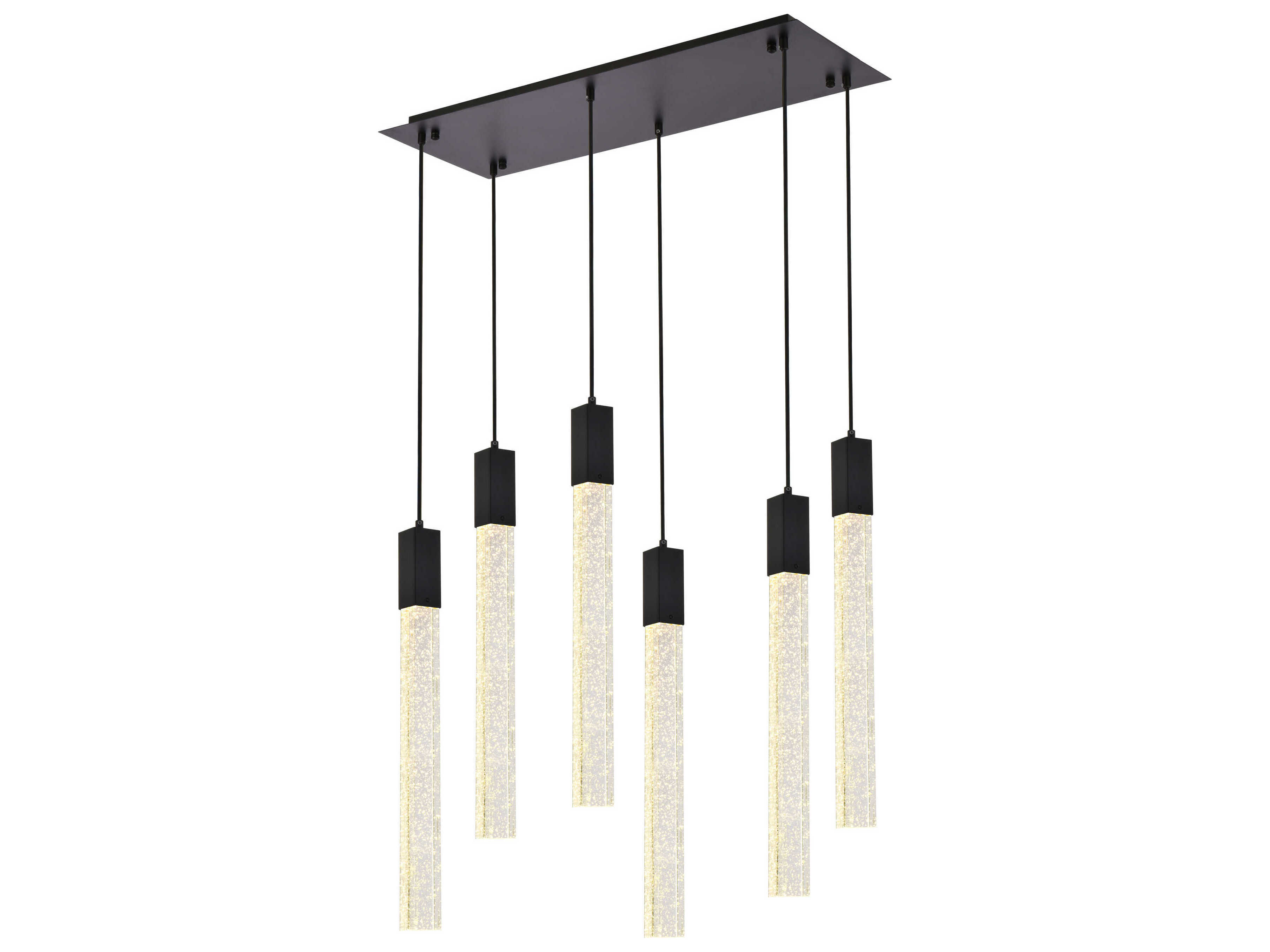 Elegant Lighting Weston 6-Light Black Crystal LED Cylinder Island Pendant