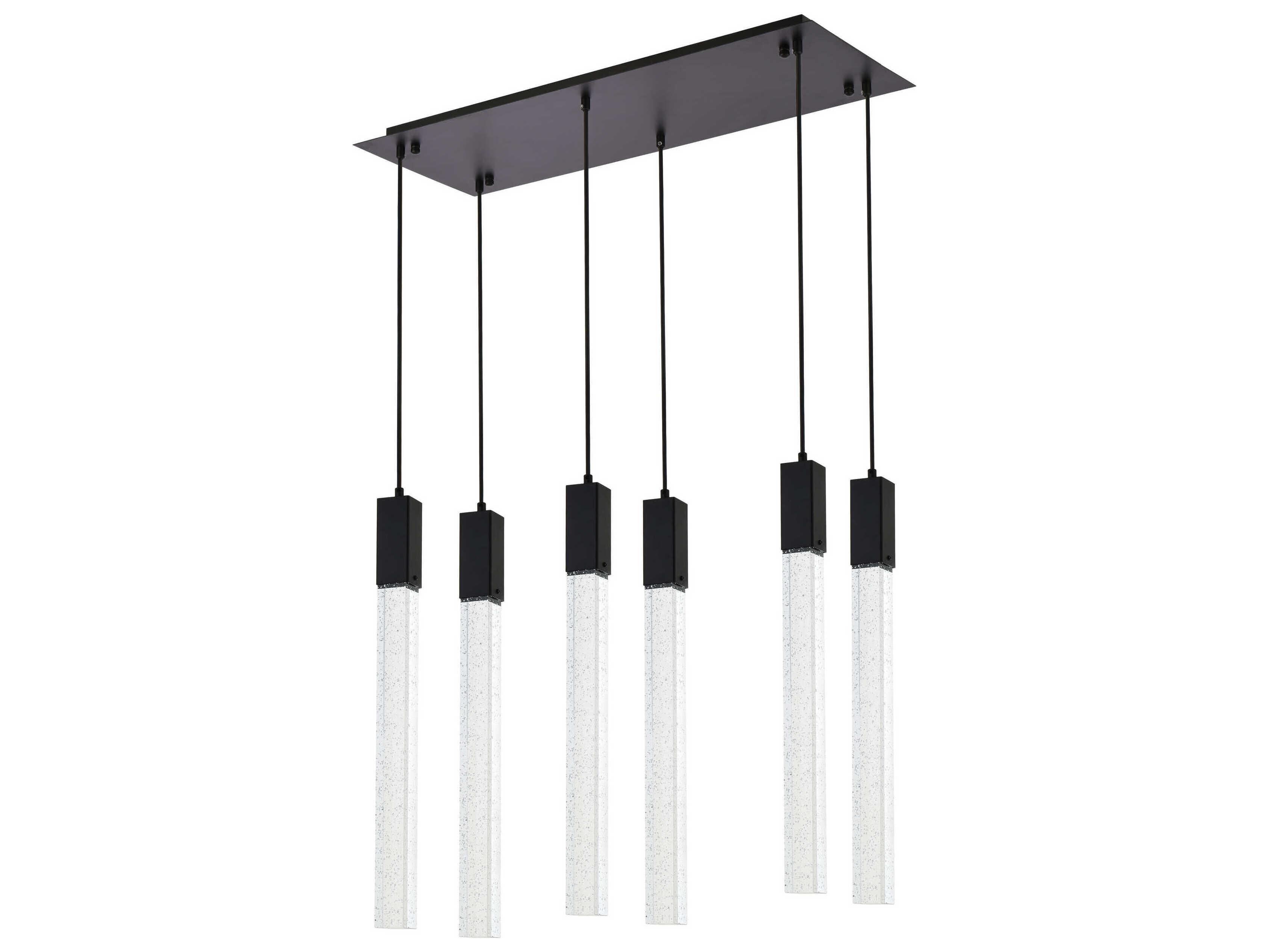 Elegant Lighting Weston 6-Light Black Crystal LED Cylinder Island Pendant