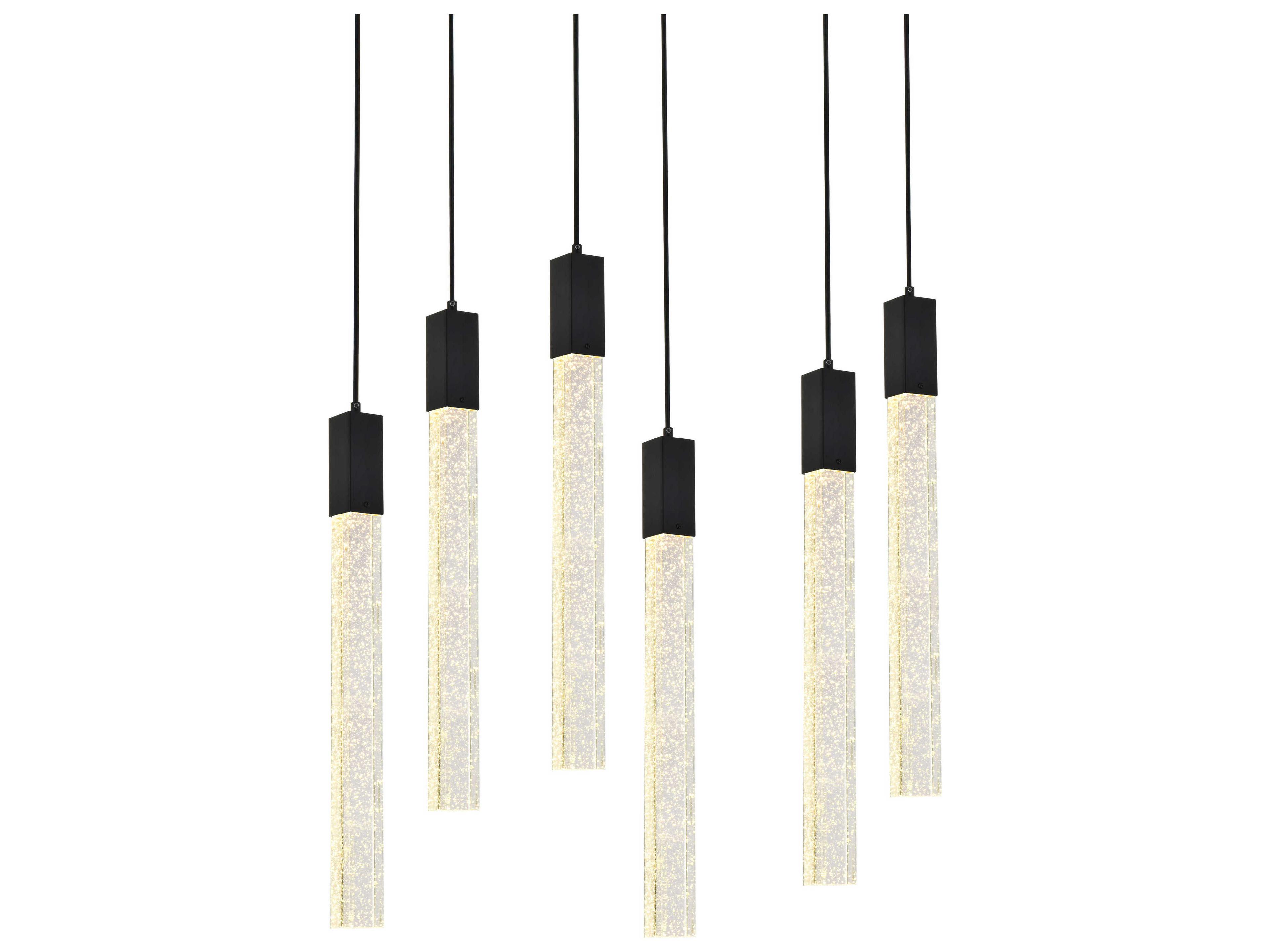 Elegant Lighting Weston 6-Light Black Crystal LED Cylinder Island Pendant
