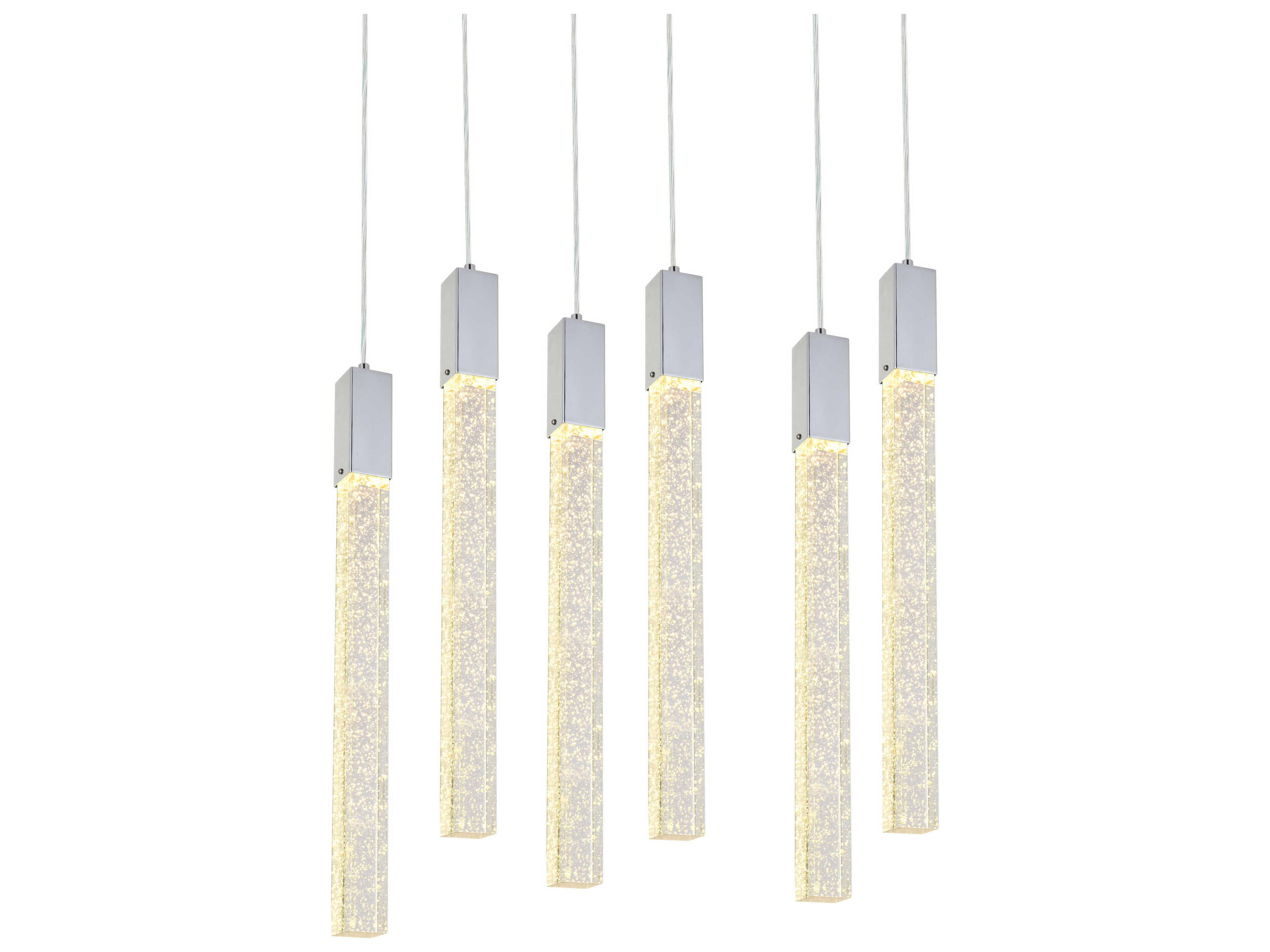 Elegant Lighting Weston 6-Light Chrome Crystal LED Cylinder Island Pendant