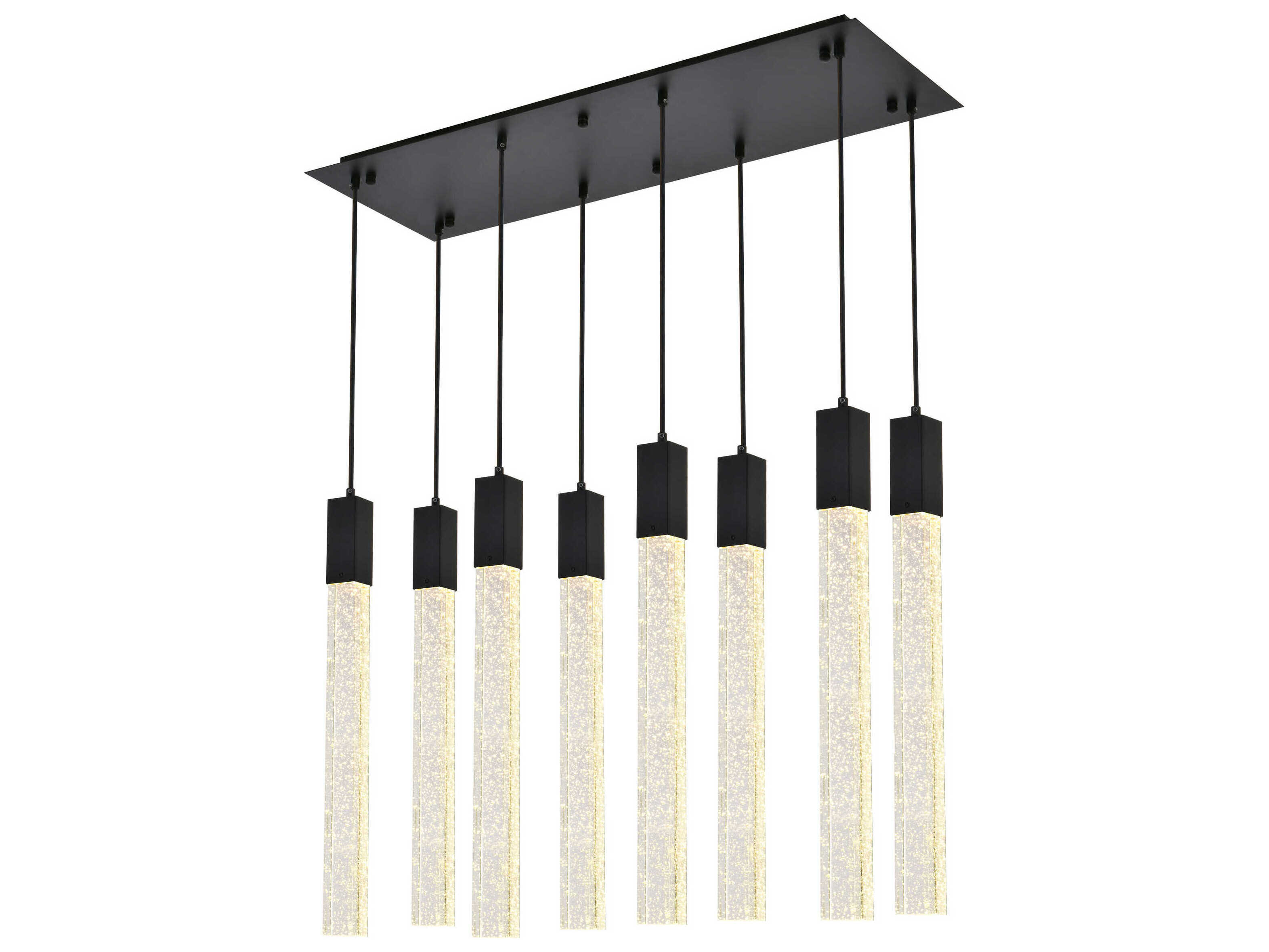 Elegant Lighting Weston 8-Light Black Crystal LED Cylinder Island Pendant