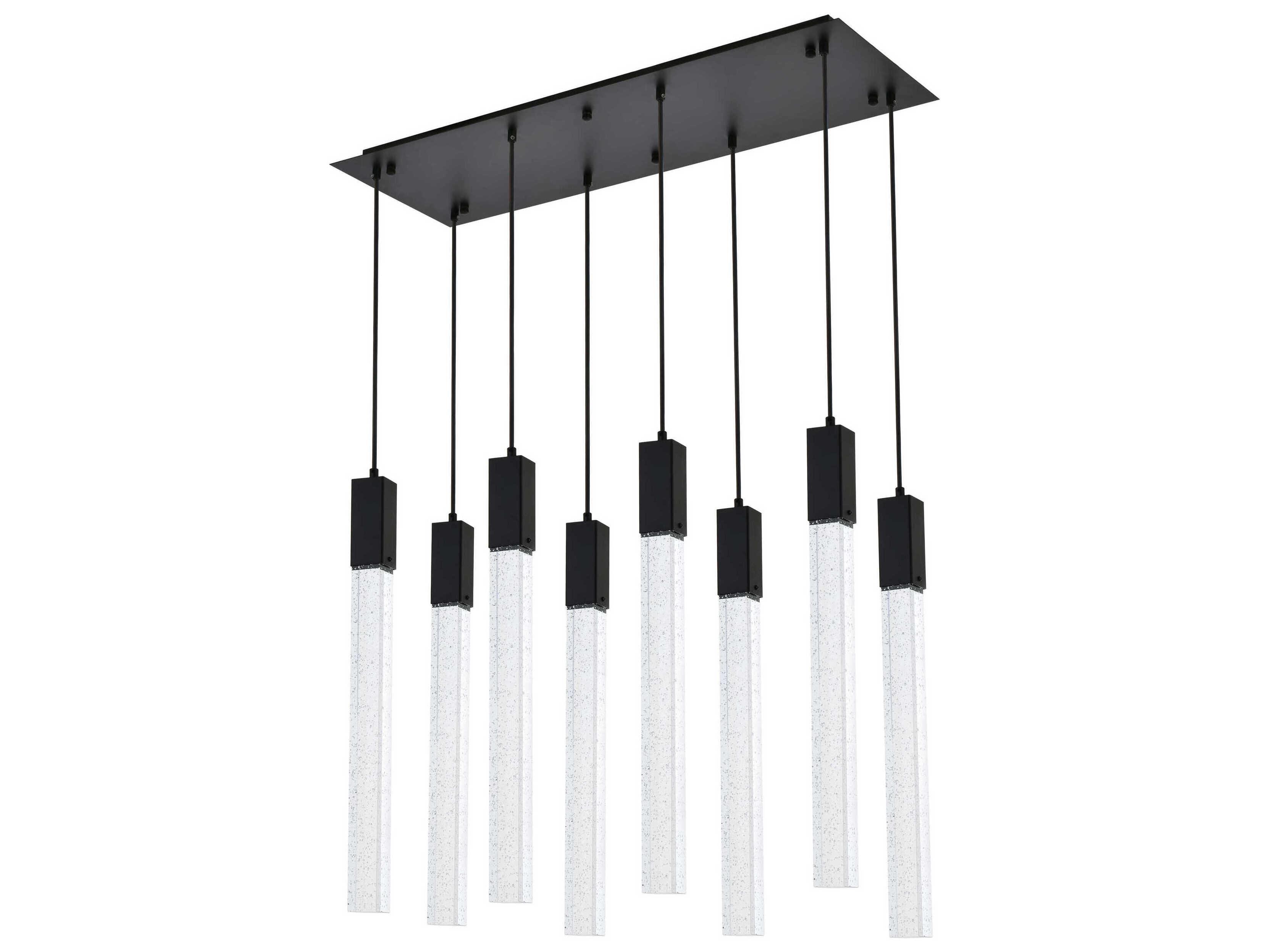 Elegant Lighting Weston 8-Light Black Crystal LED Cylinder Island Pendant