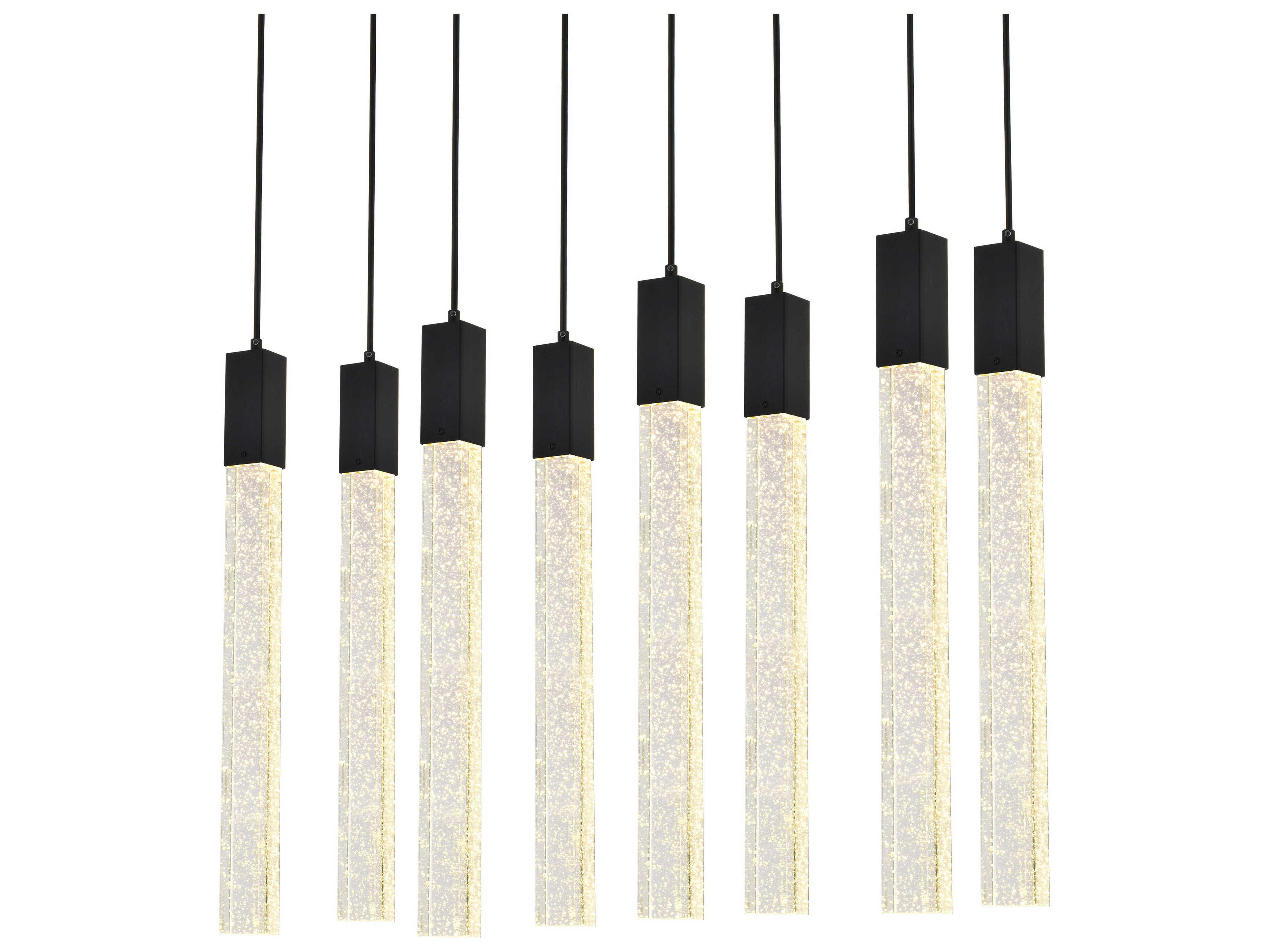 Elegant Lighting Weston 8-Light Black Crystal LED Cylinder Island Pendant
