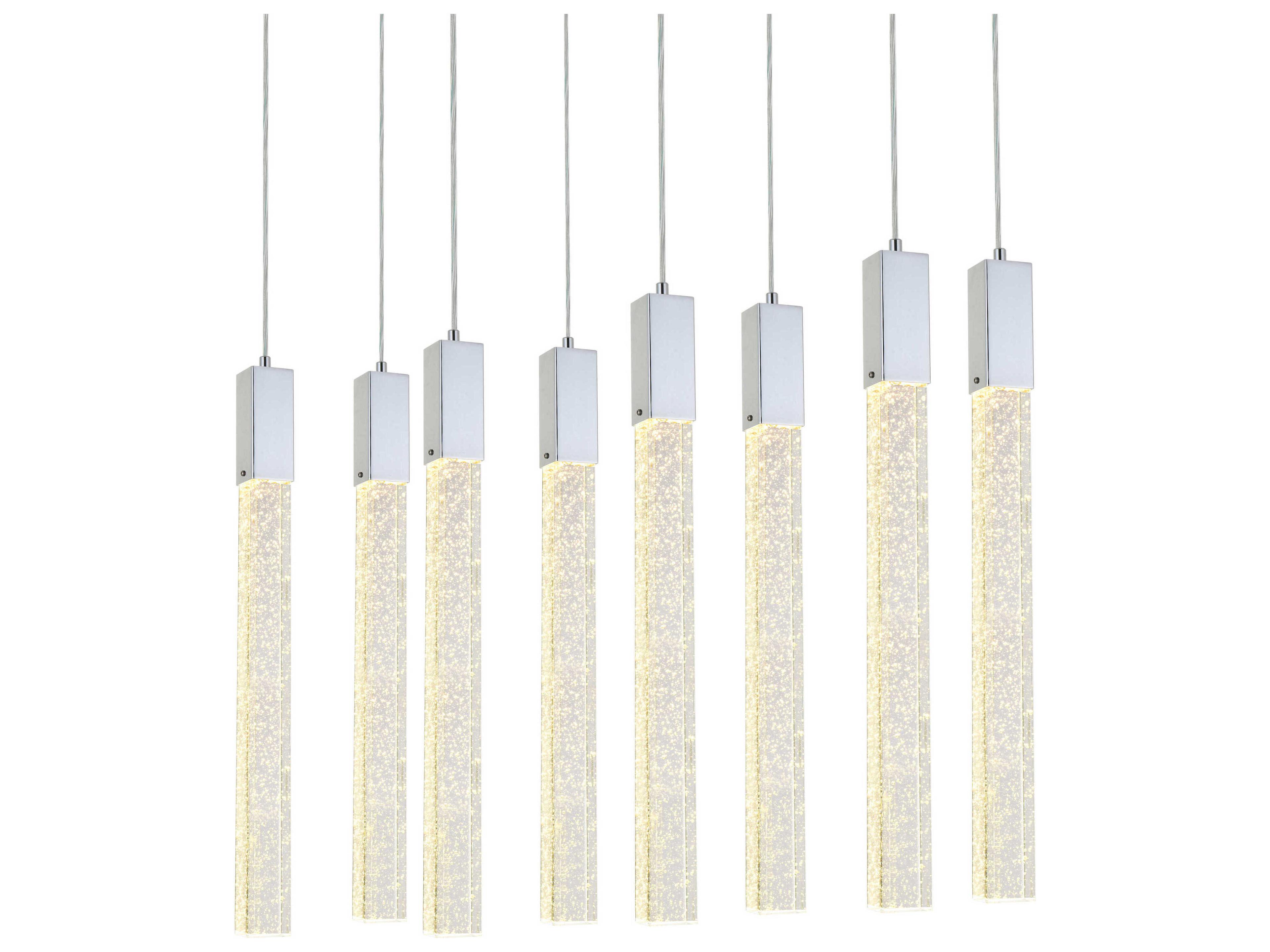 Elegant Lighting Weston 8-Light Chrome Crystal LED Cylinder Island Pendant