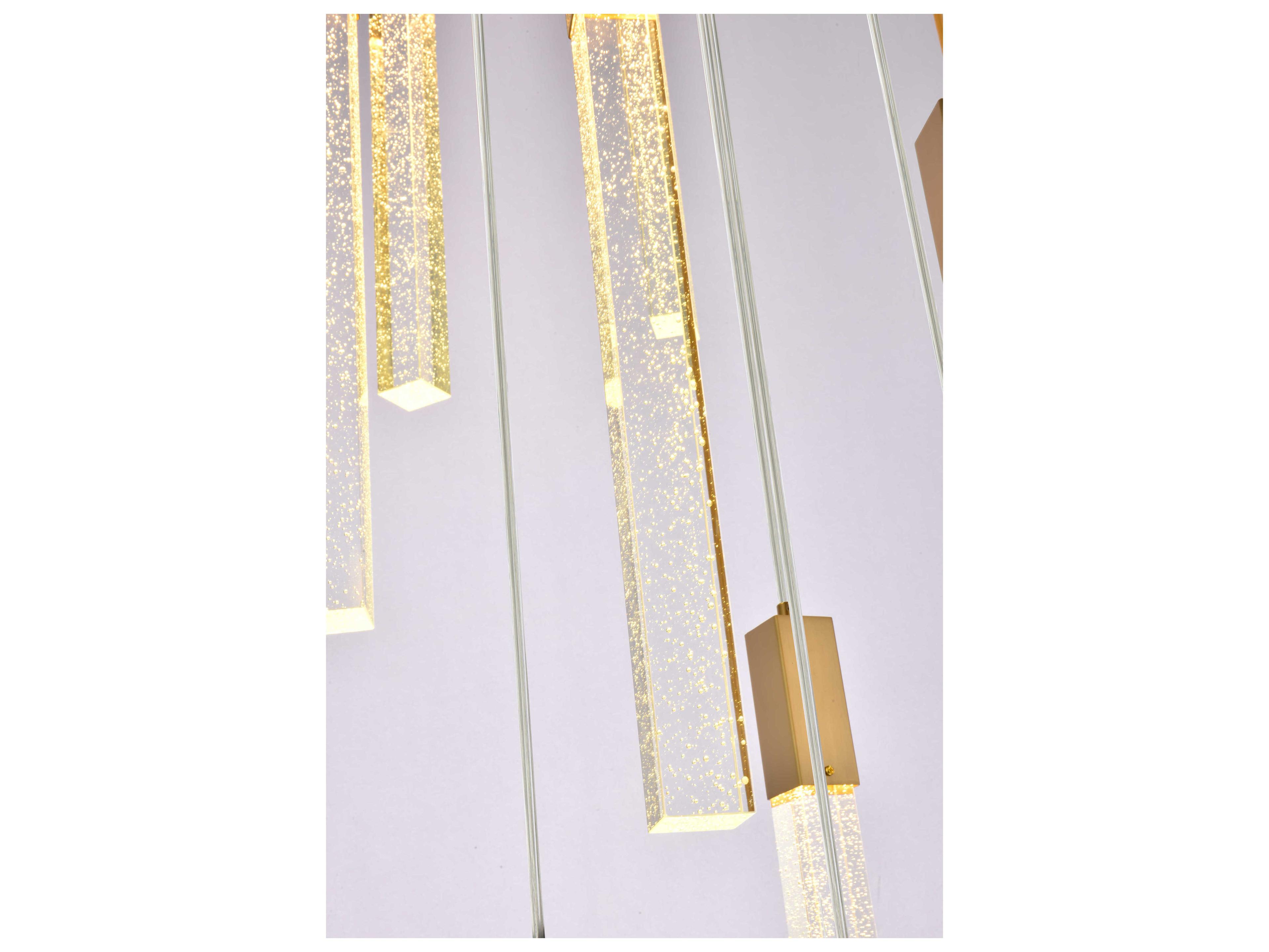 Elegant Lighting Weston 8-Light Satin Gold Crystal LED Cylinder Island Pendant