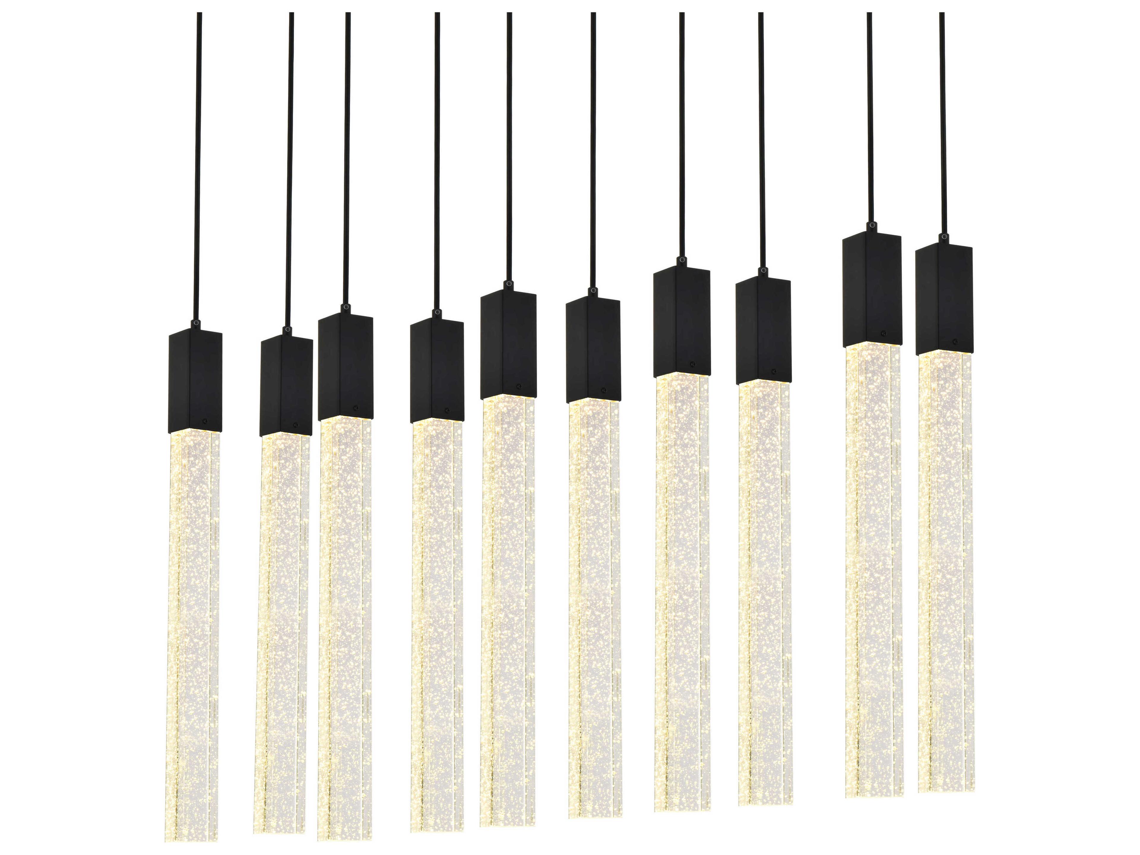 Elegant Lighting Weston 10-Light Black Crystal LED Cylinder Island Pendant