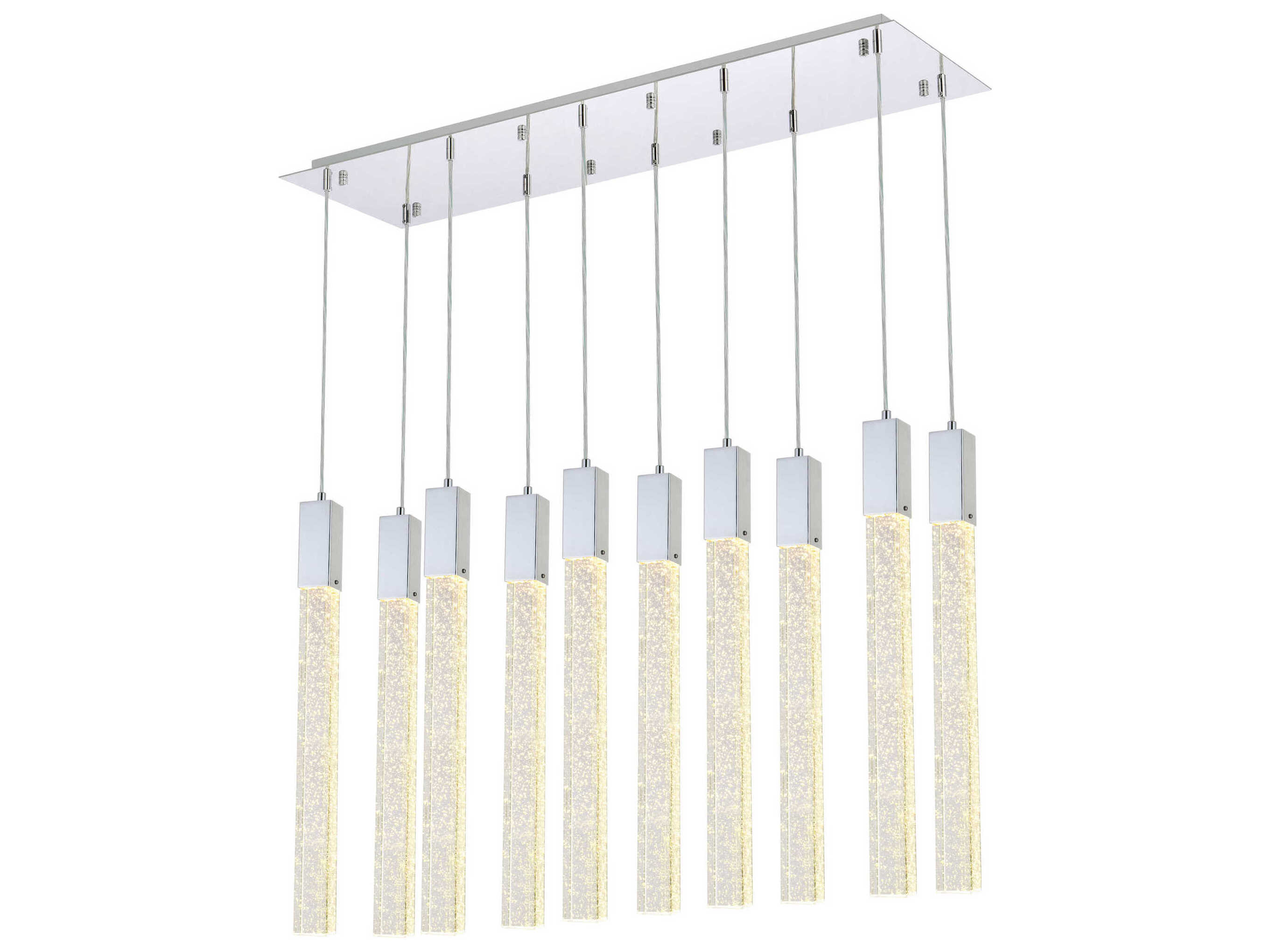 Elegant Lighting Weston 10-Light Chrome Crystal LED Cylinder Island Pendant