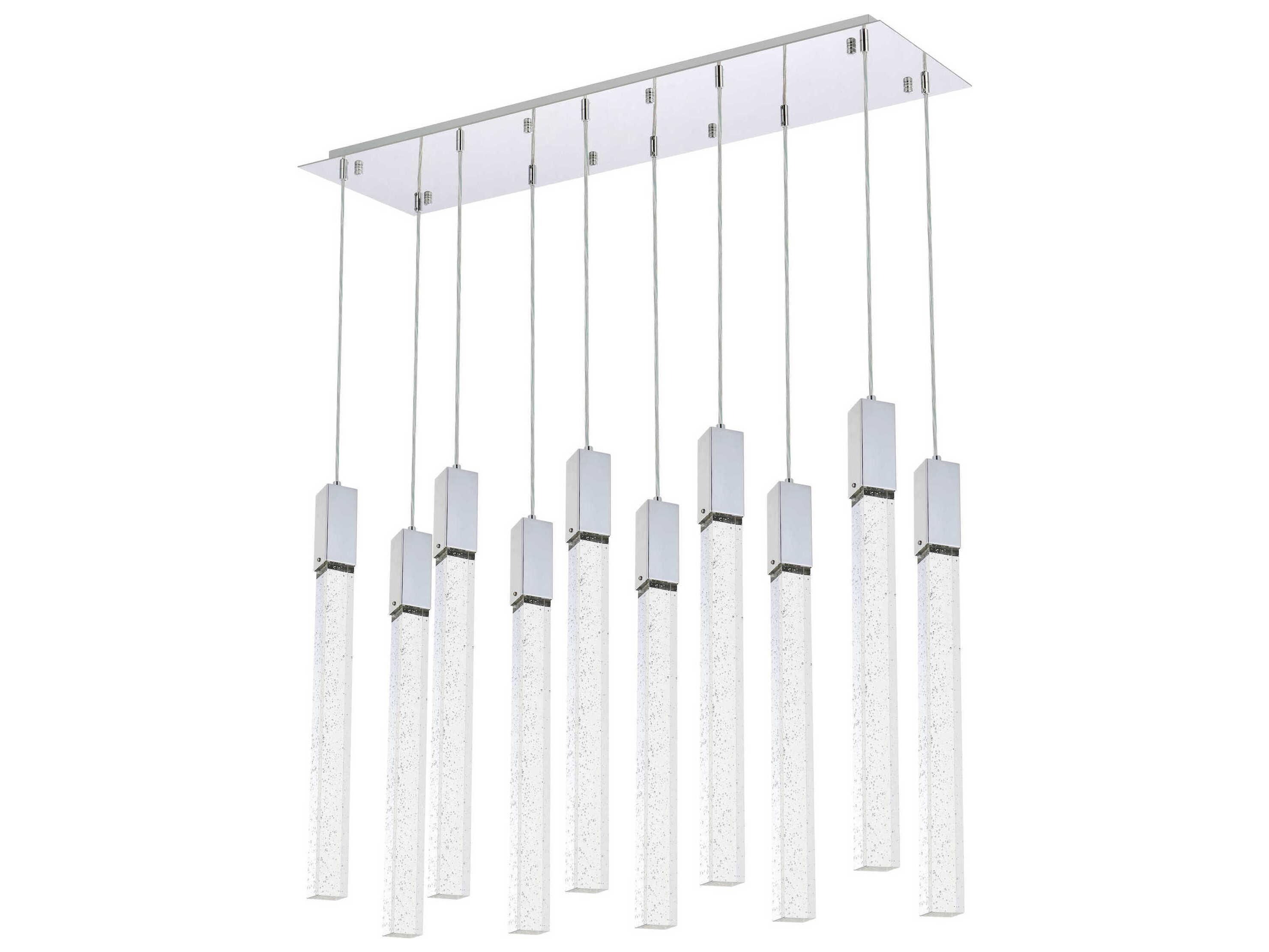 Elegant Lighting Weston 10-Light Chrome Crystal LED Cylinder Island Pendant