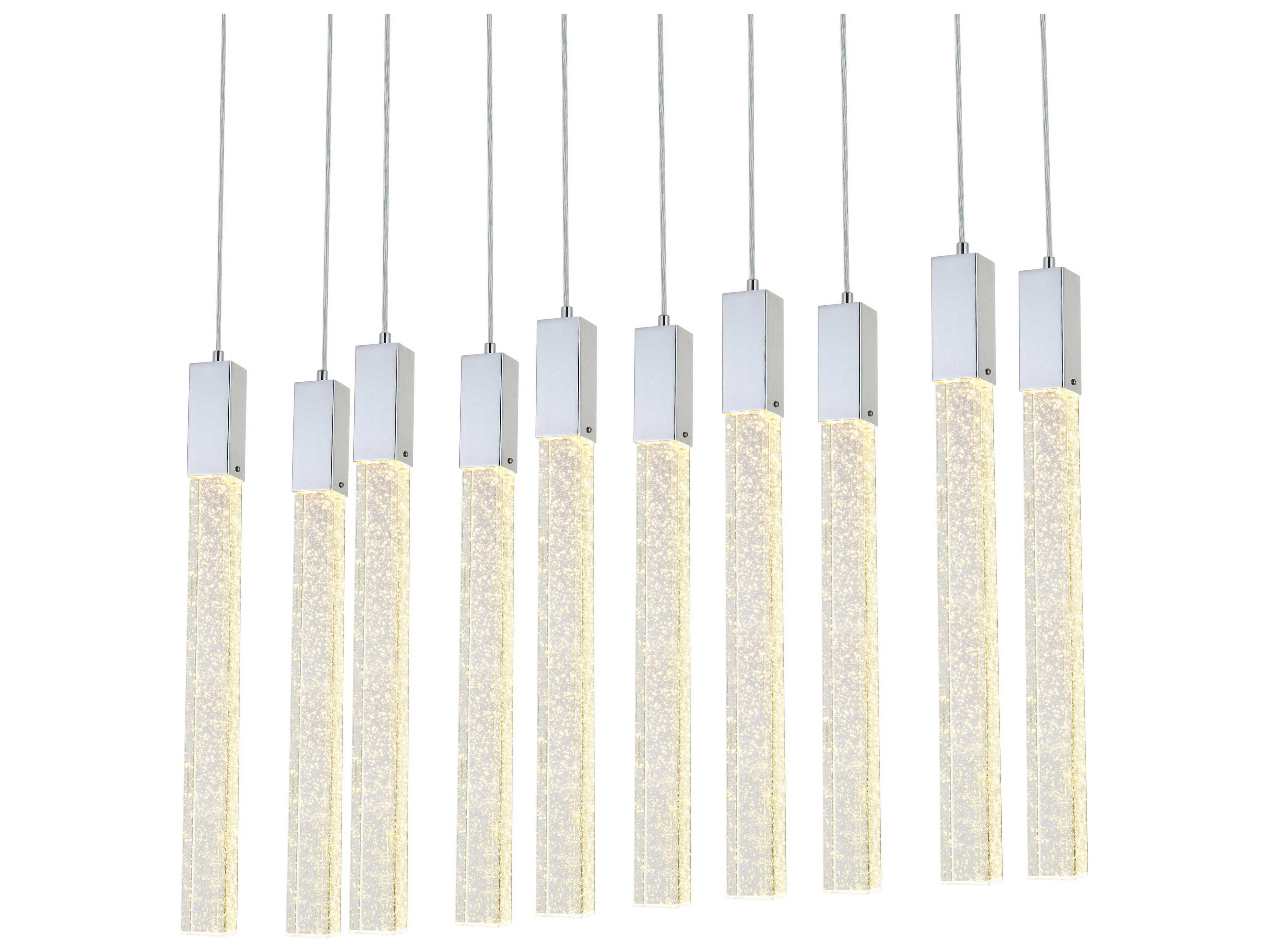 Elegant Lighting Weston 10-Light Chrome Crystal LED Cylinder Island Pendant