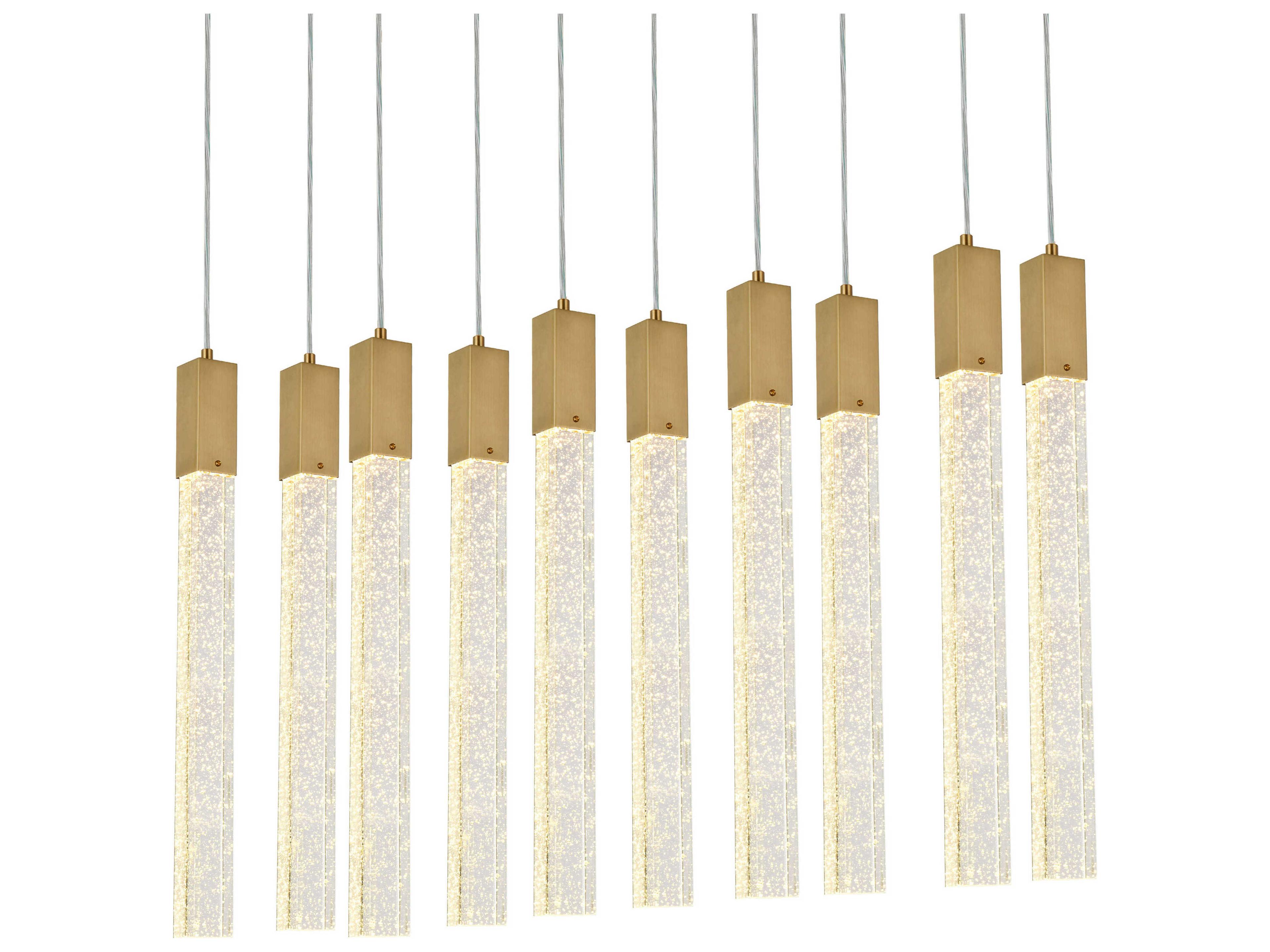 Elegant Lighting Weston 10-Light Satin Gold Crystal LED Cylinder Island Pendant