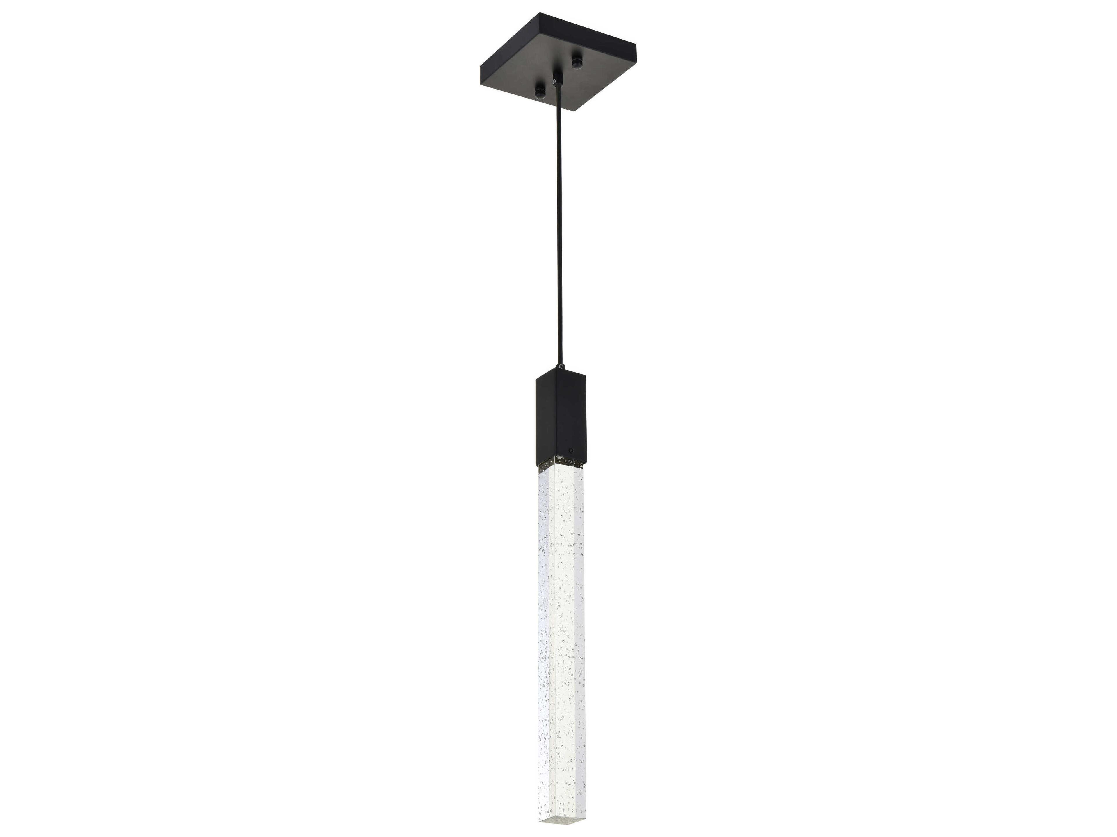 Elegant Lighting Weston 1-Light Black Crystal LED Cylinder Mini Pendant