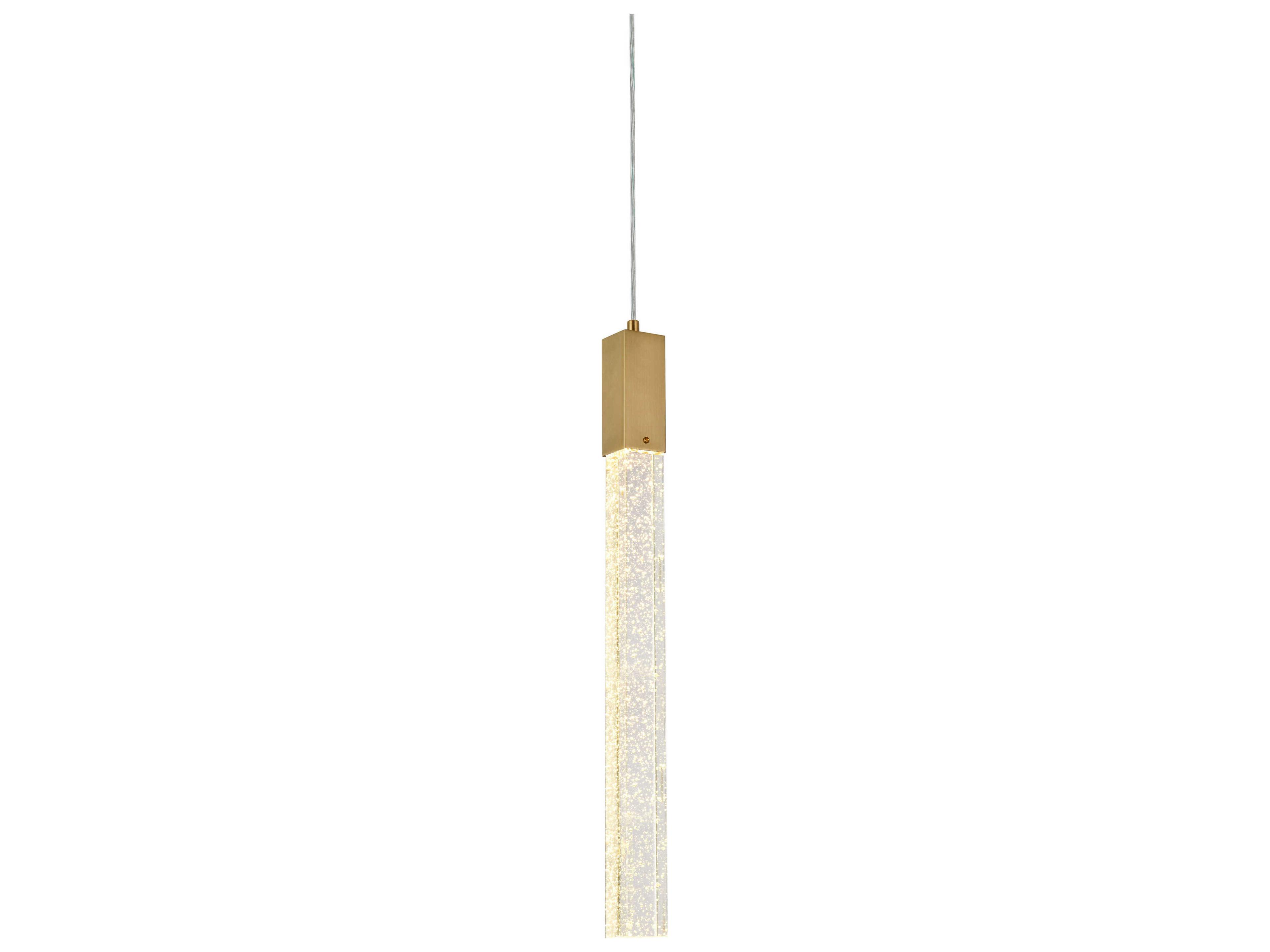 Elegant Lighting Weston 1-Light Satin Gold Crystal LED Cylinder Mini Pendant