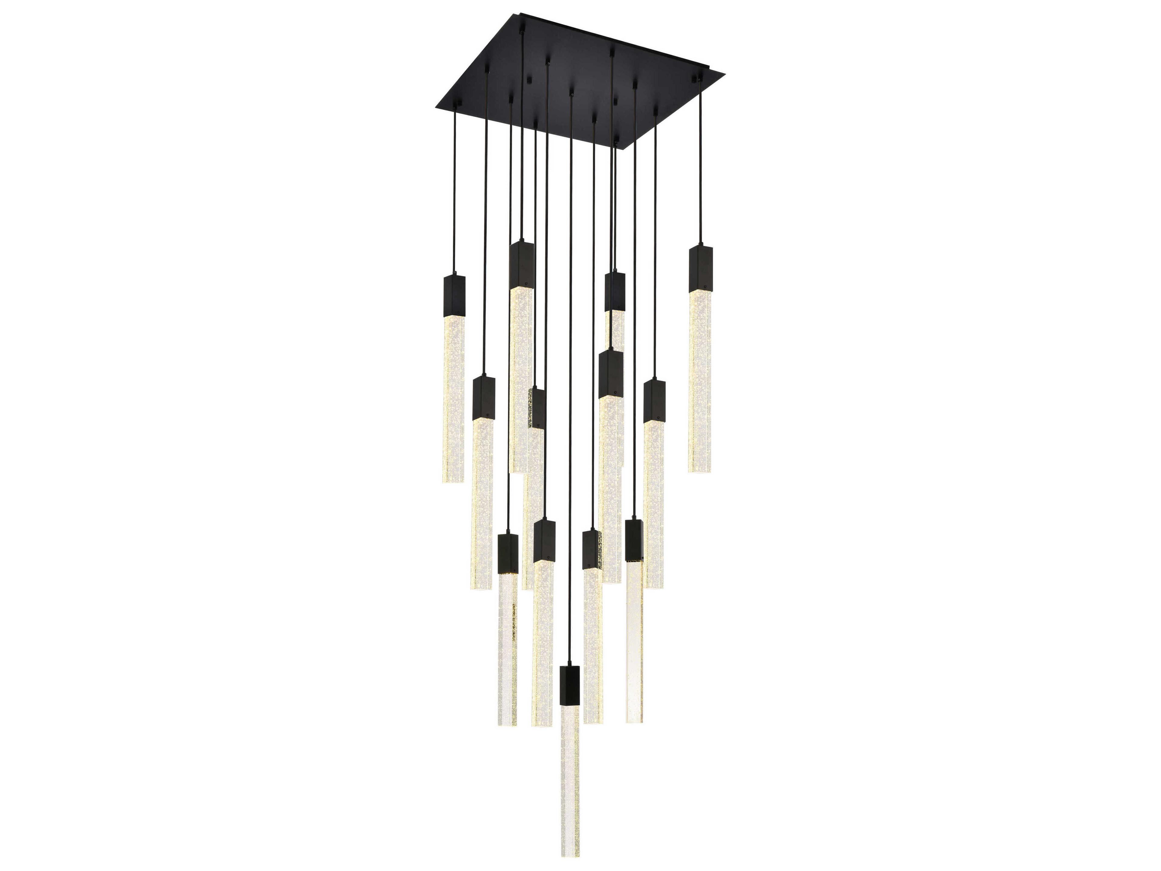 Elegant Lighting Weston 13-Light Black Crystal LED Cylinder Pendant