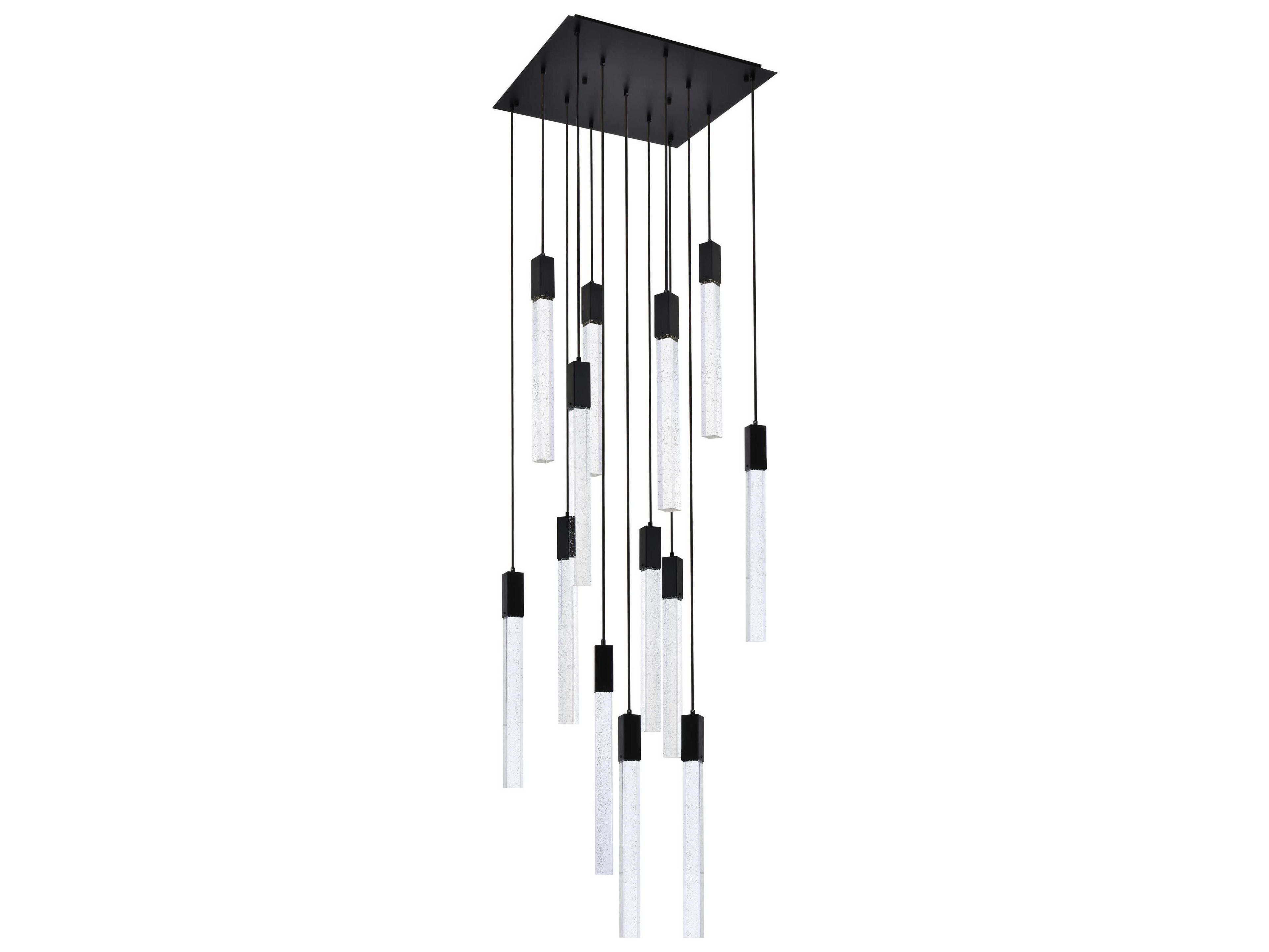 Elegant Lighting Weston 13-Light Black Crystal LED Cylinder Pendant