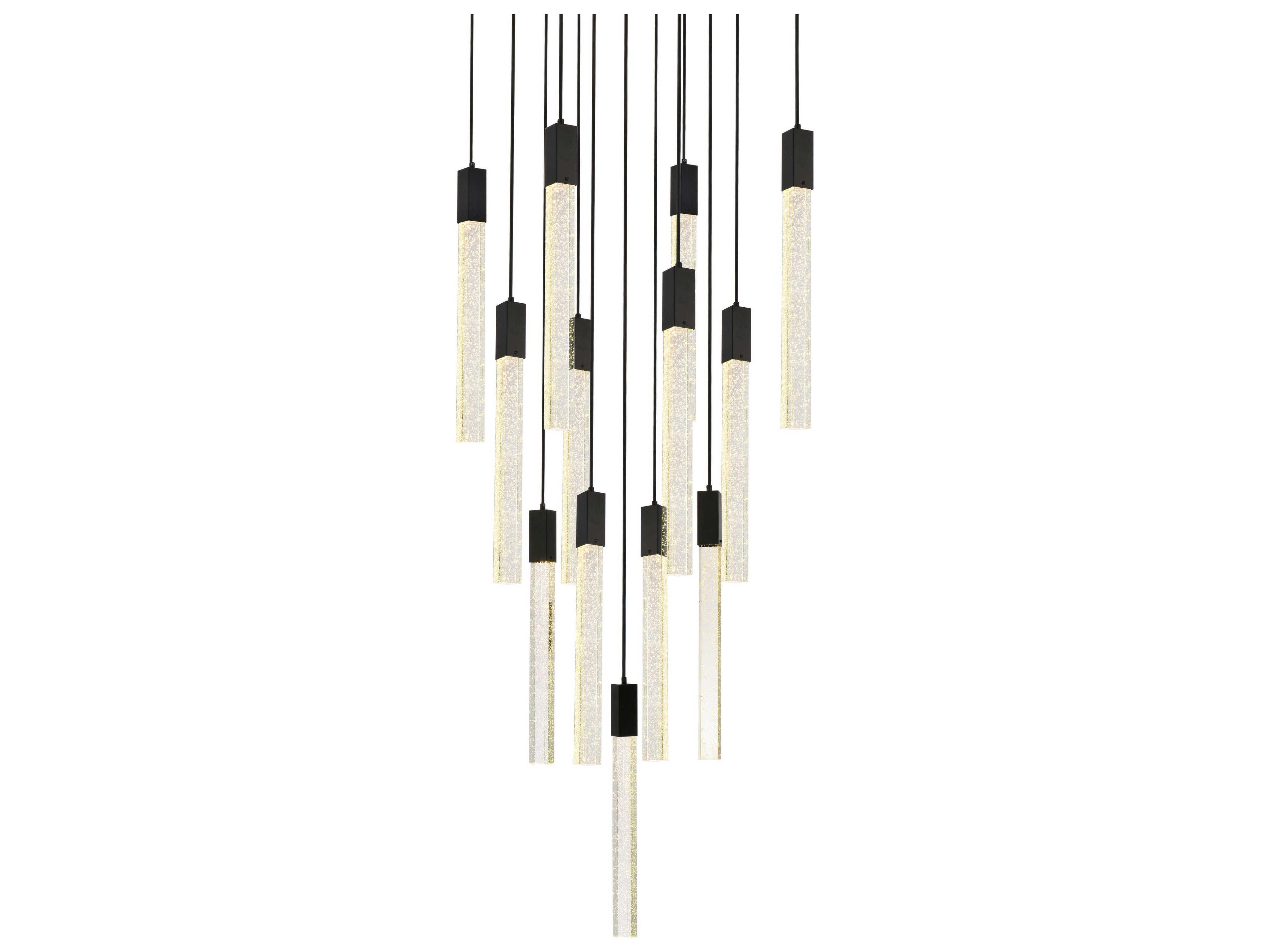 Elegant Lighting Weston 13-Light Black Crystal LED Cylinder Pendant