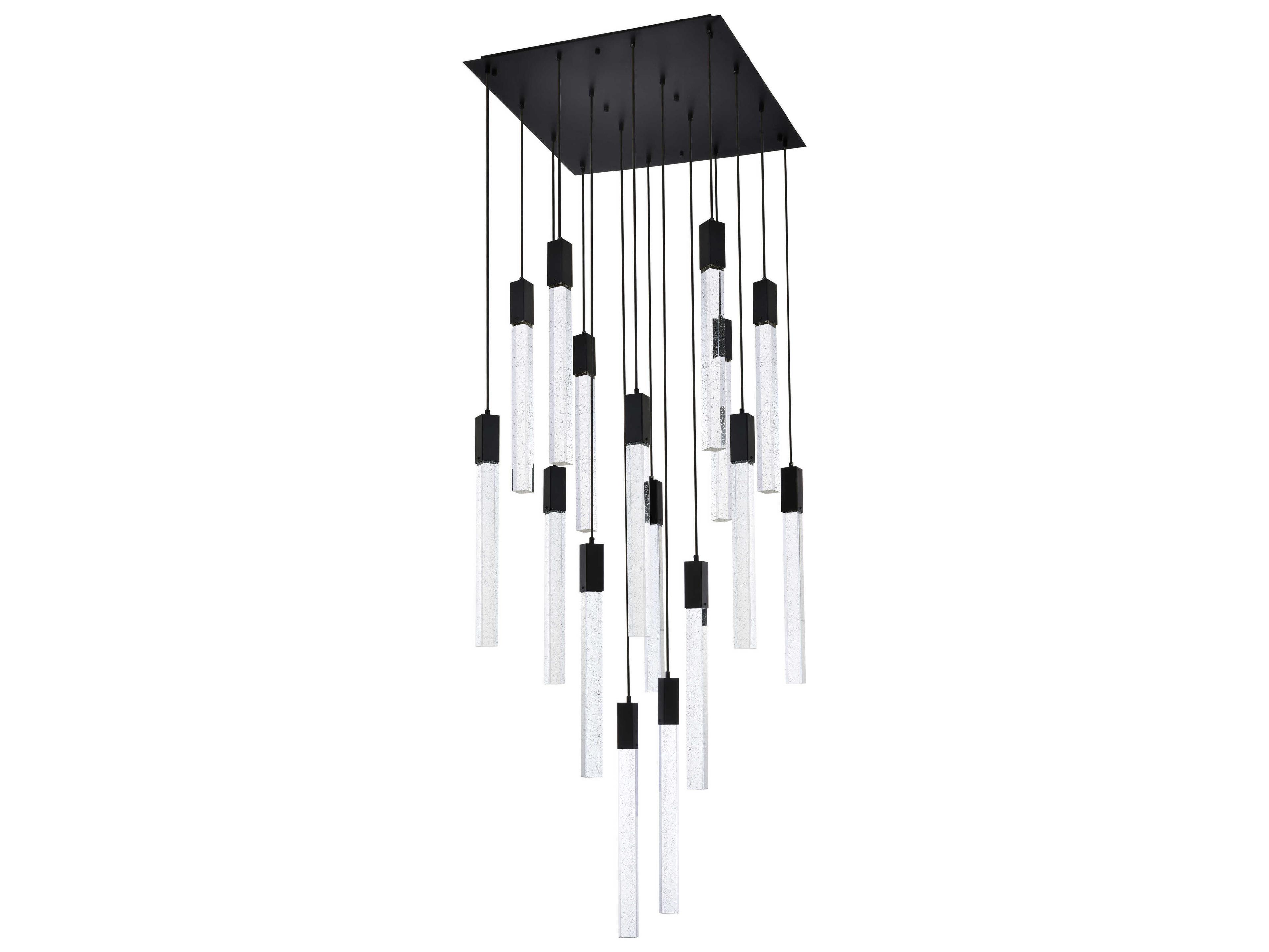 Elegant Lighting Weston 16-Light6-Light Black Crystal LED Cylinder Pendant