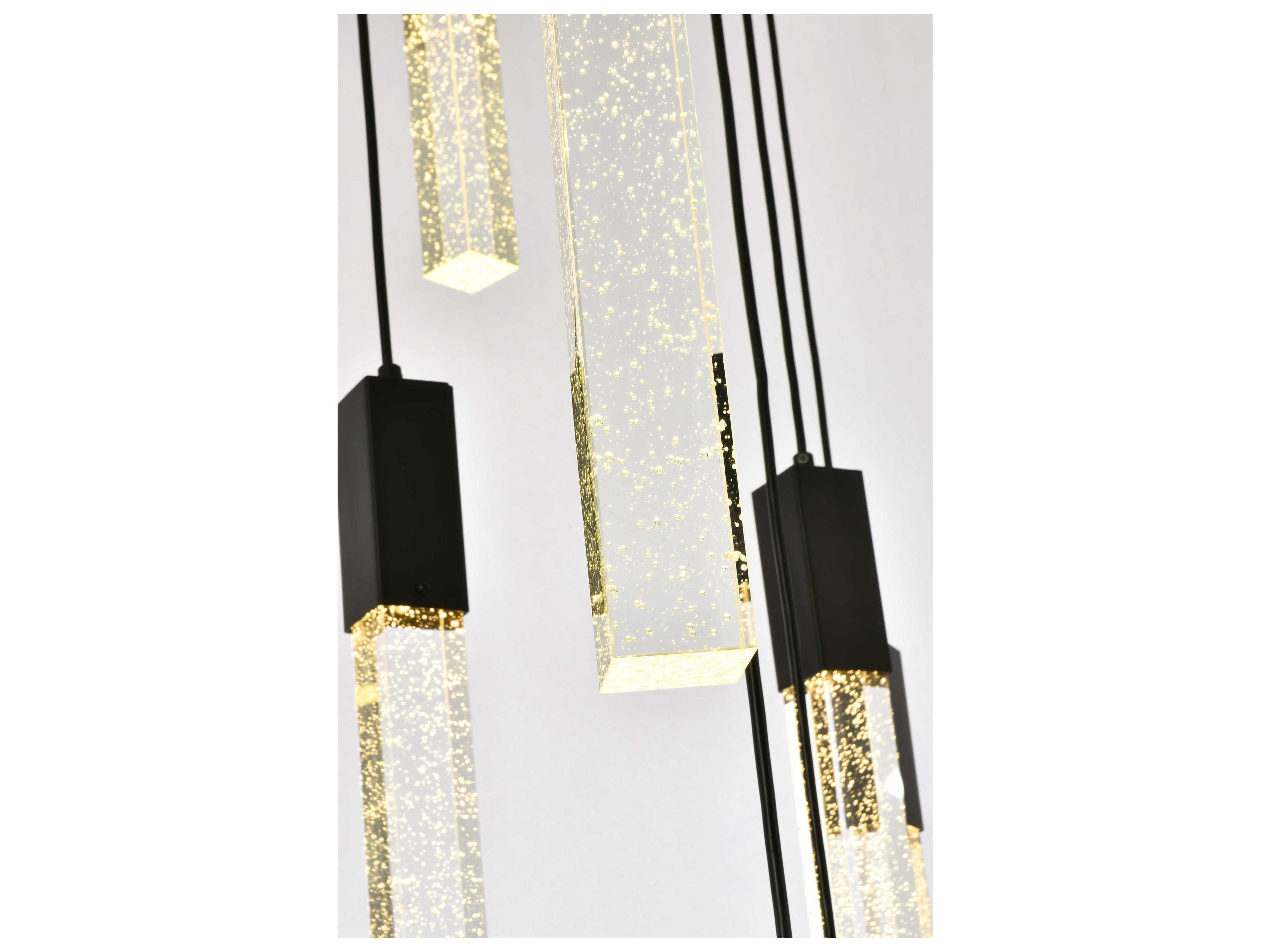Elegant Lighting Weston 16-Light6-Light Black Crystal LED Cylinder Pendant