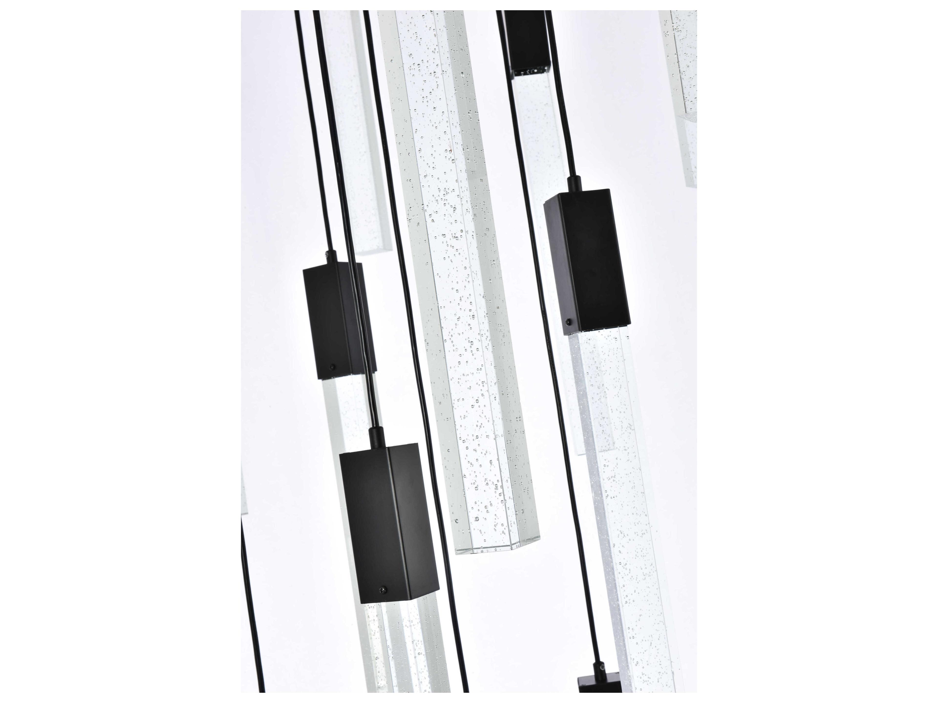 Elegant Lighting Weston 16-Light6-Light Black Crystal LED Cylinder Pendant