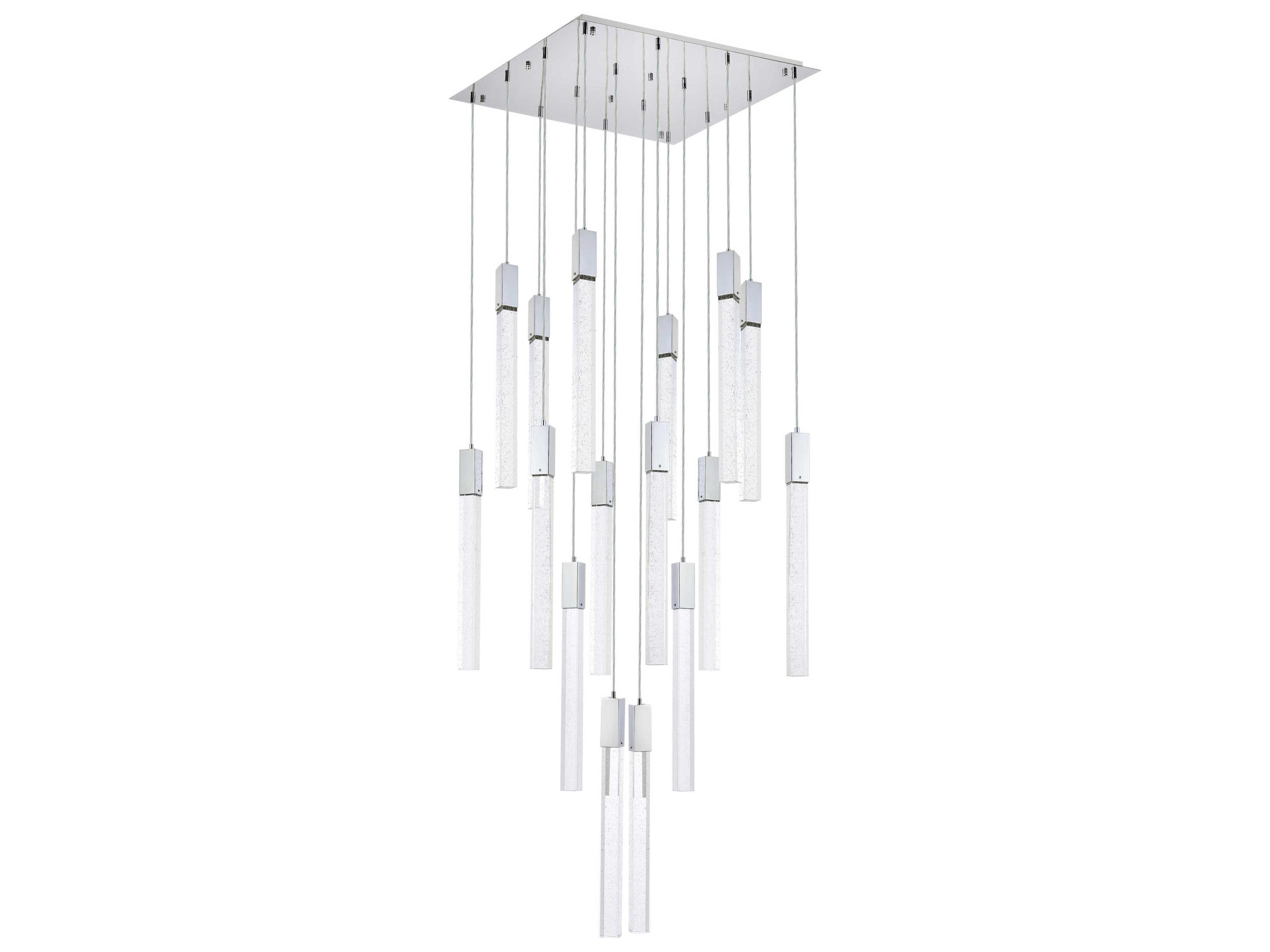 Elegant Lighting Weston 16-Light6-Light Chrome Crystal LED Cylinder Pendant