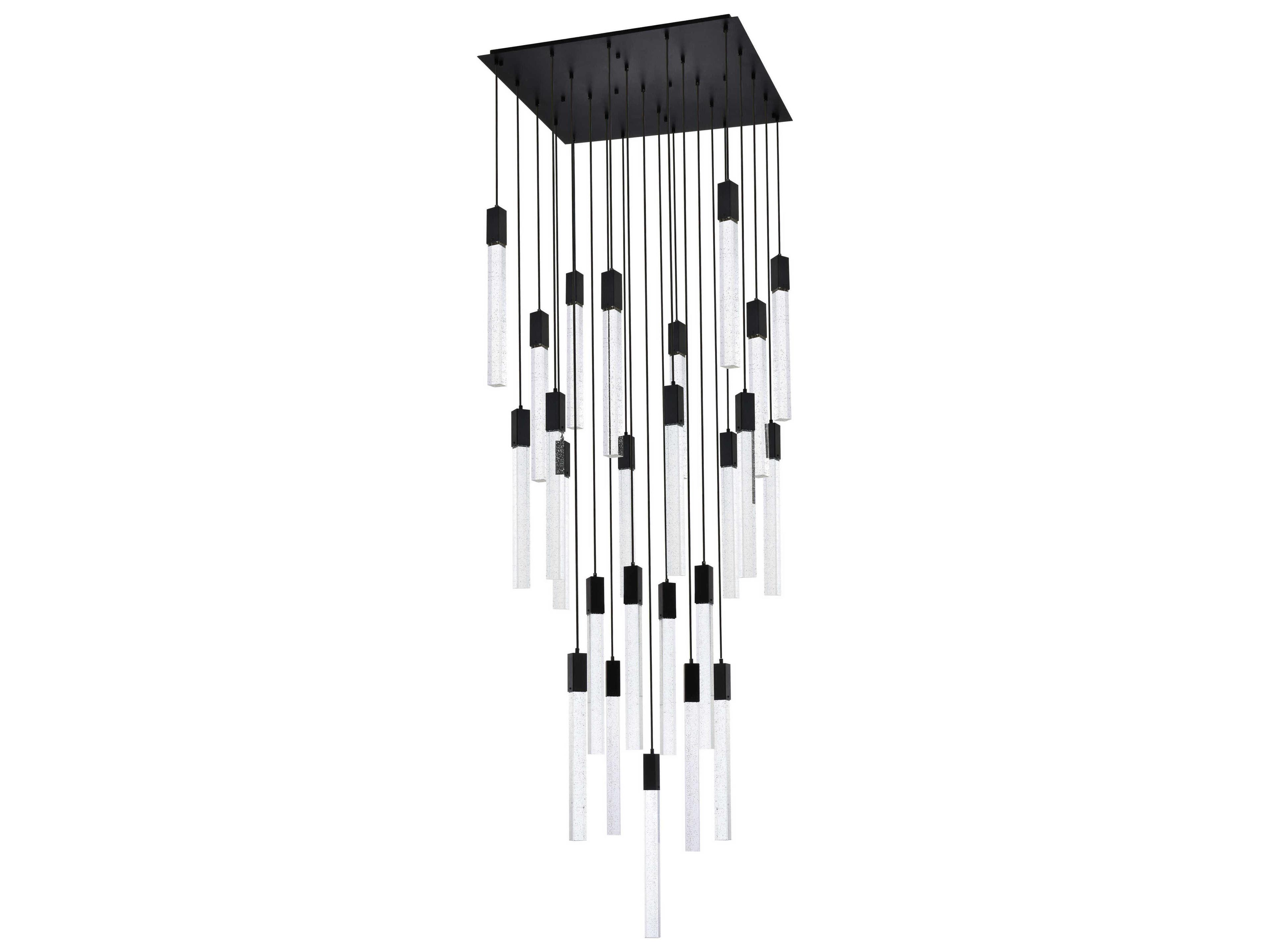 Elegant Lighting Weston 25-Light Black Crystal LED Cylinder Pendant