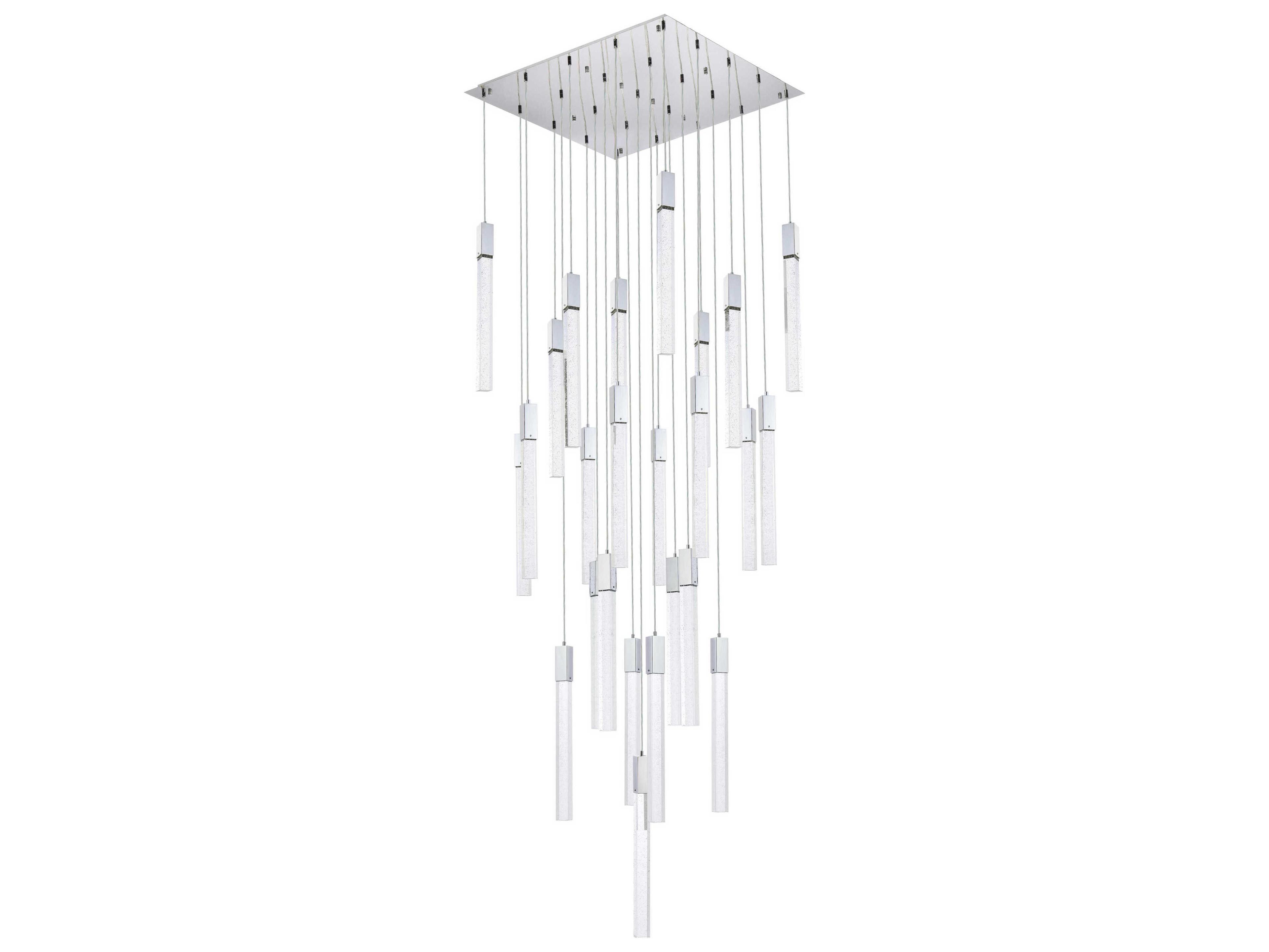Elegant Lighting Weston 25-Light Chrome Crystal LED Cylinder Pendant