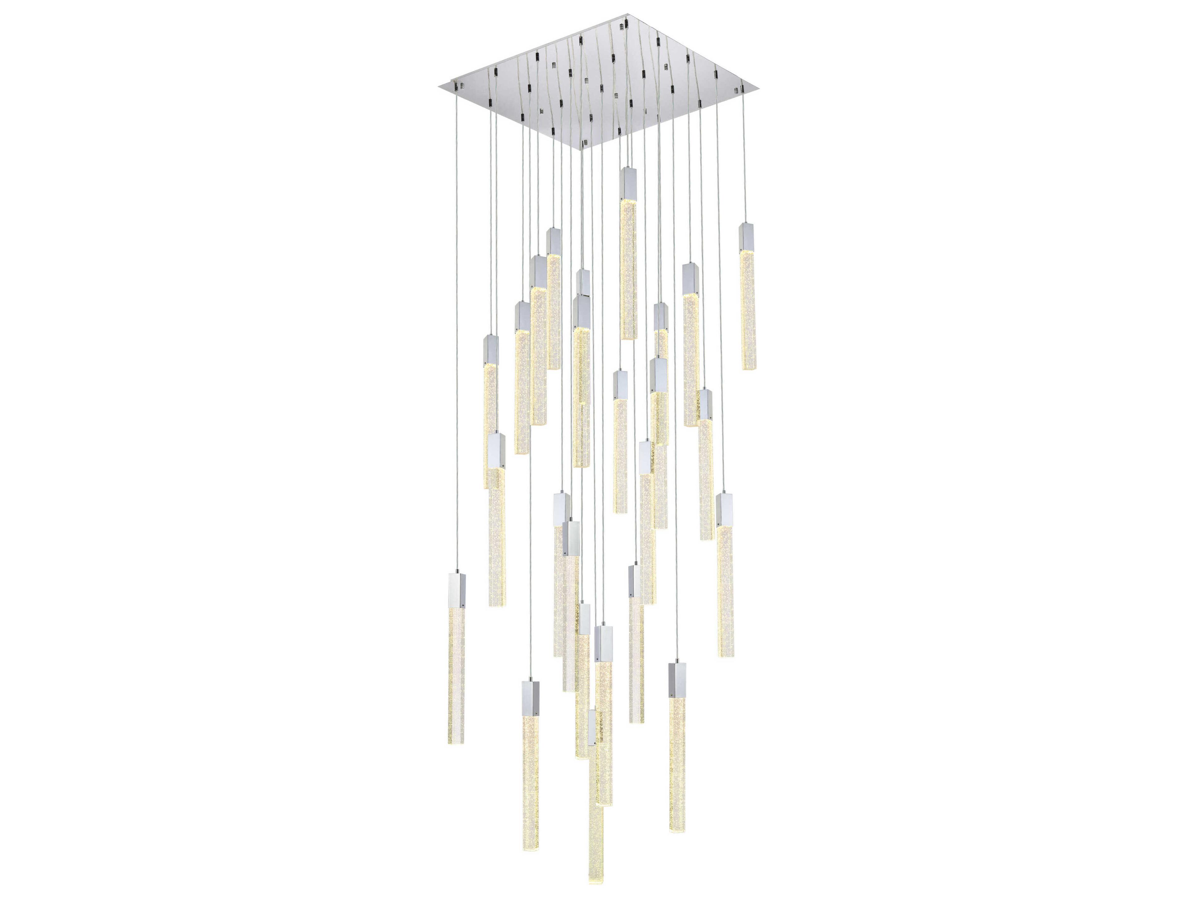 Elegant Lighting Weston 25-Light Chrome Crystal LED Cylinder Pendant