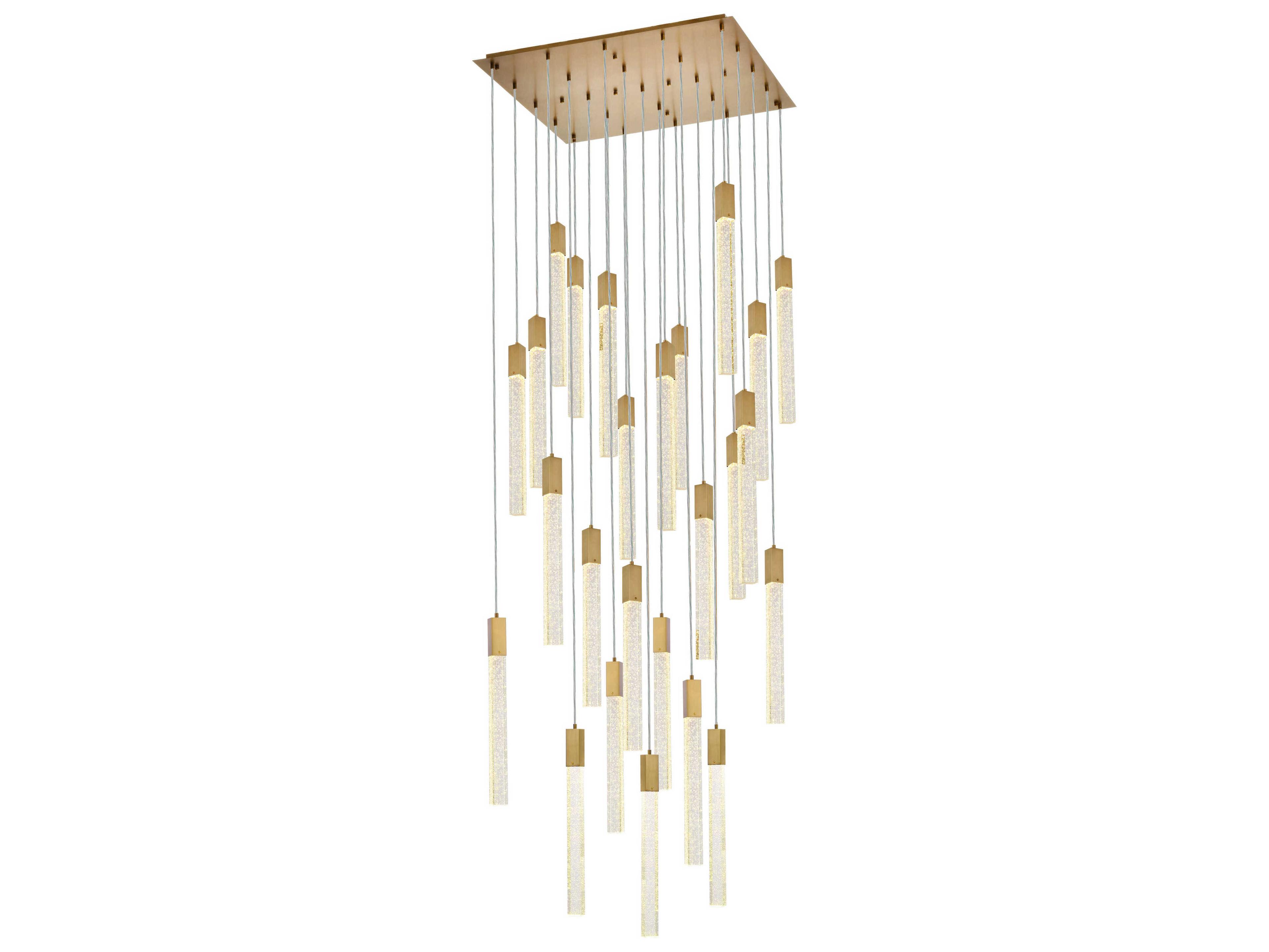 Elegant Lighting Weston 25-Light Satin Gold Crystal LED Cylinder Pendant