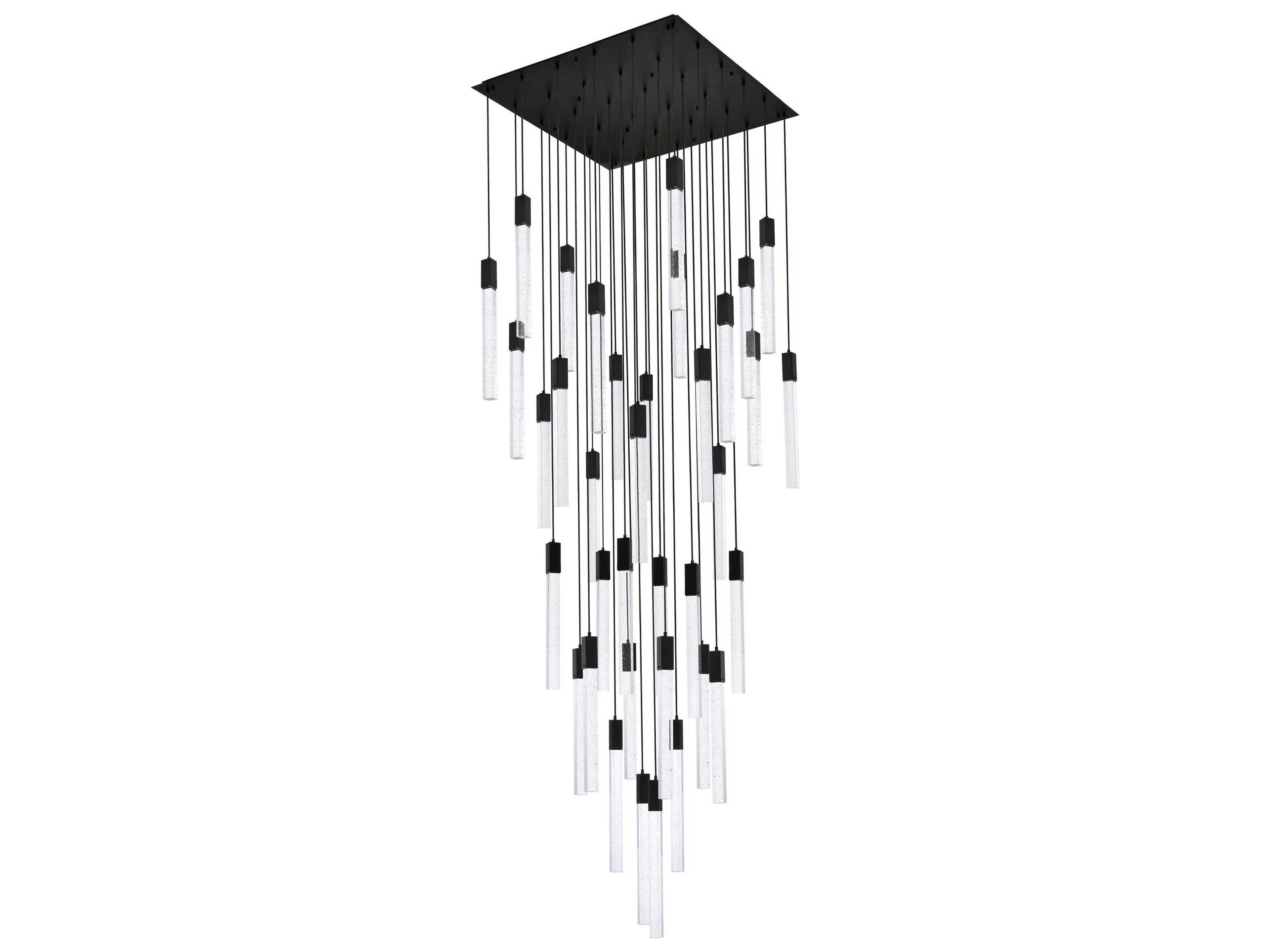 Elegant Lighting Weston 36-Light Black Crystal LED Cylinder Pendant
