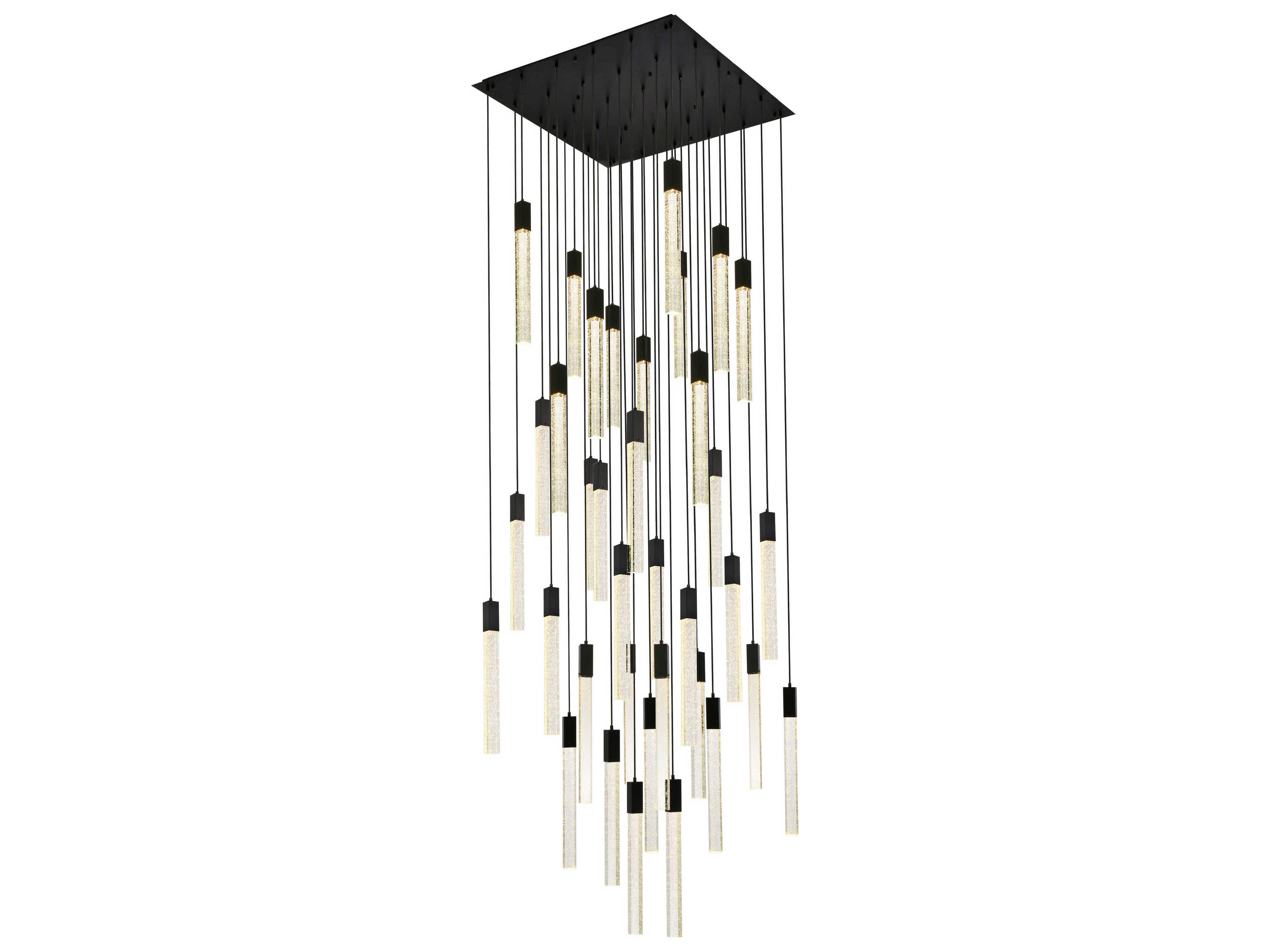 Elegant Lighting Weston 36-Light Black Crystal LED Cylinder Pendant