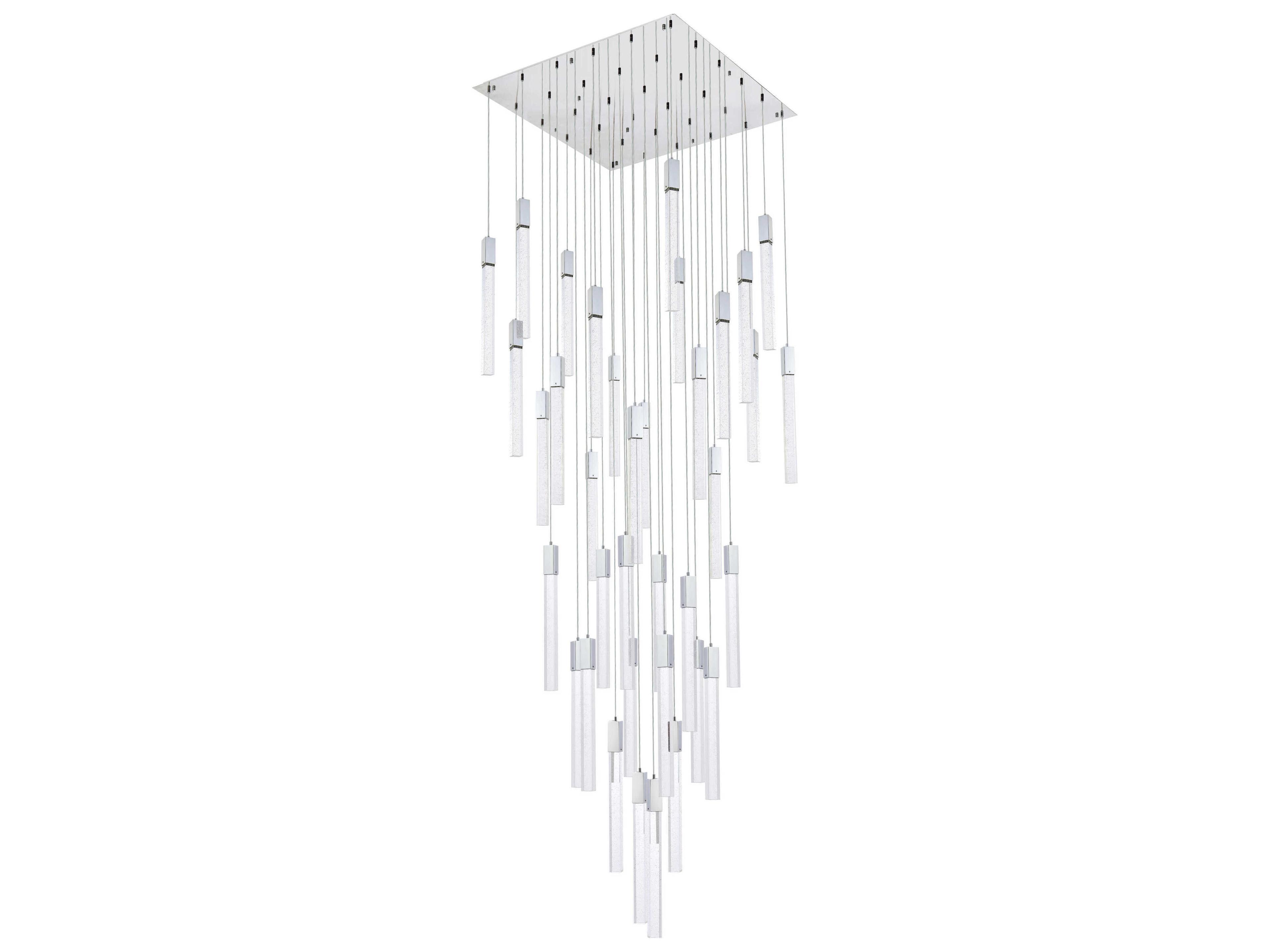 Elegant Lighting Weston 36-Light Chrome Crystal LED Cylinder Pendant