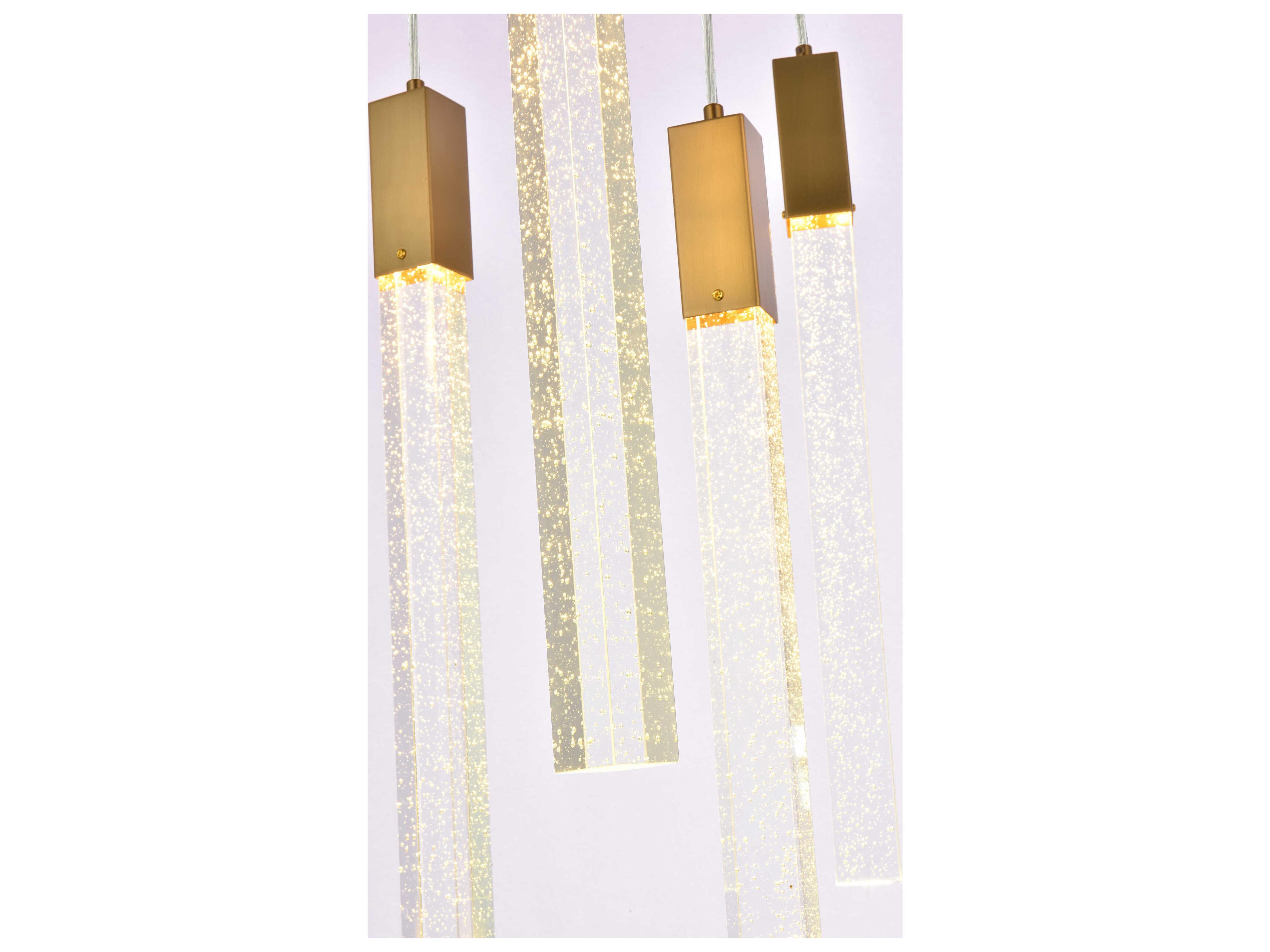Elegant Lighting Weston 36-Light Satin Gold Crystal LED Cylinder Pendant