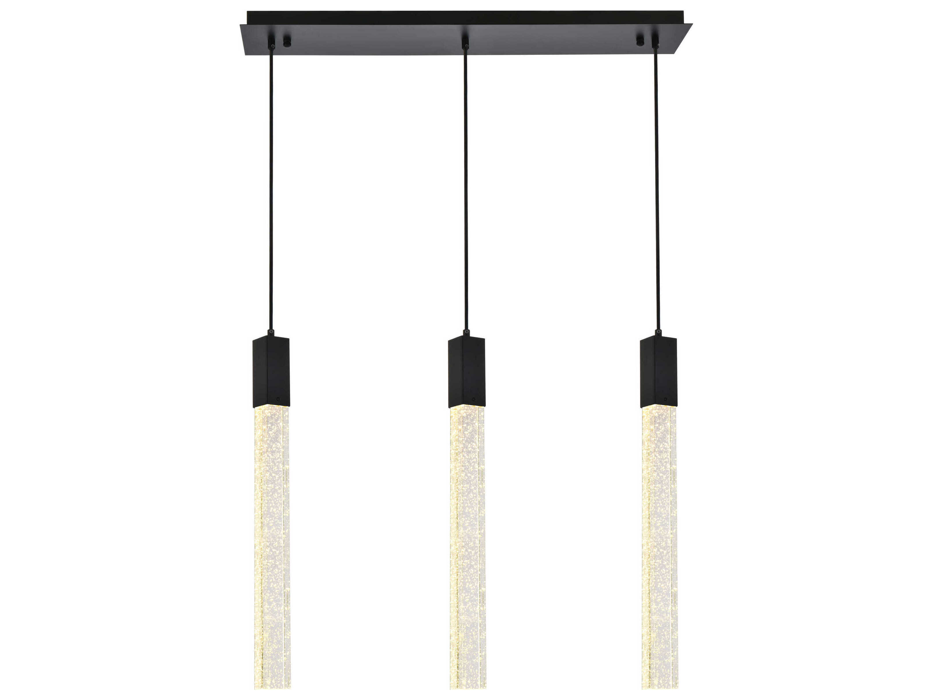 Elegant Lighting Weston 3-Light Black Crystal LED Cylinder Island Pendant