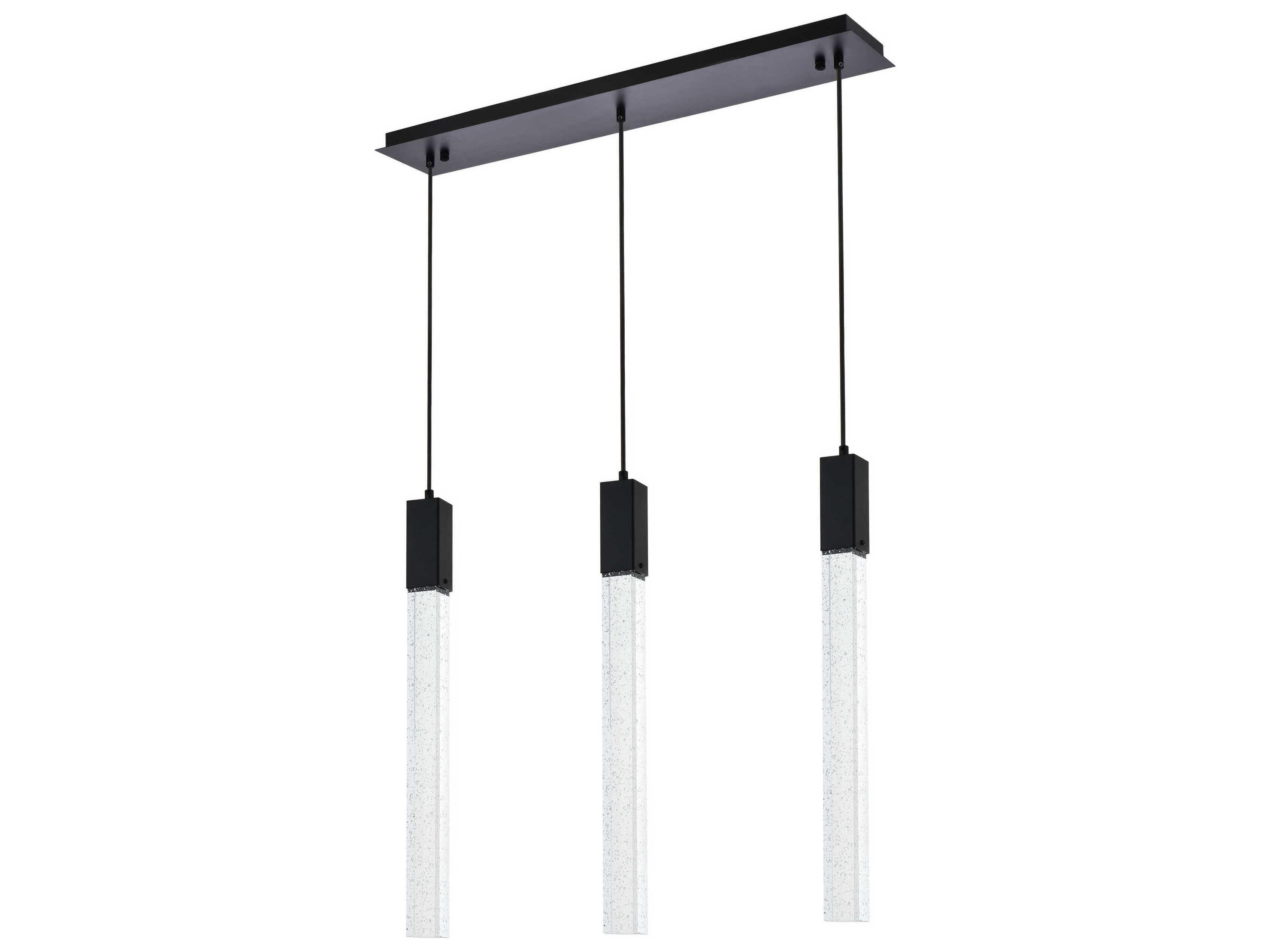 Elegant Lighting Weston 3-Light Black Crystal LED Cylinder Island Pendant