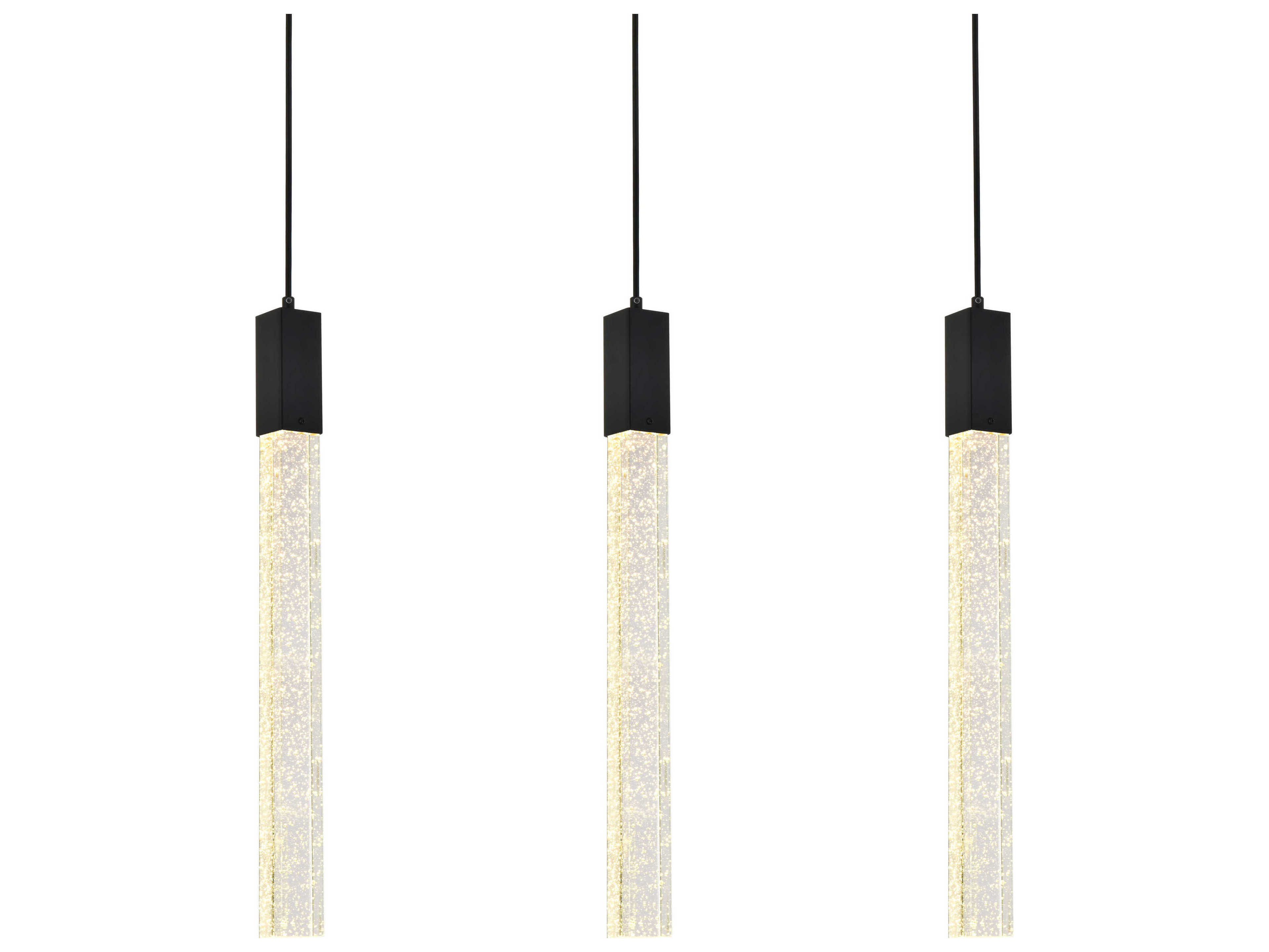 Elegant Lighting Weston 3-Light Black Crystal LED Cylinder Island Pendant