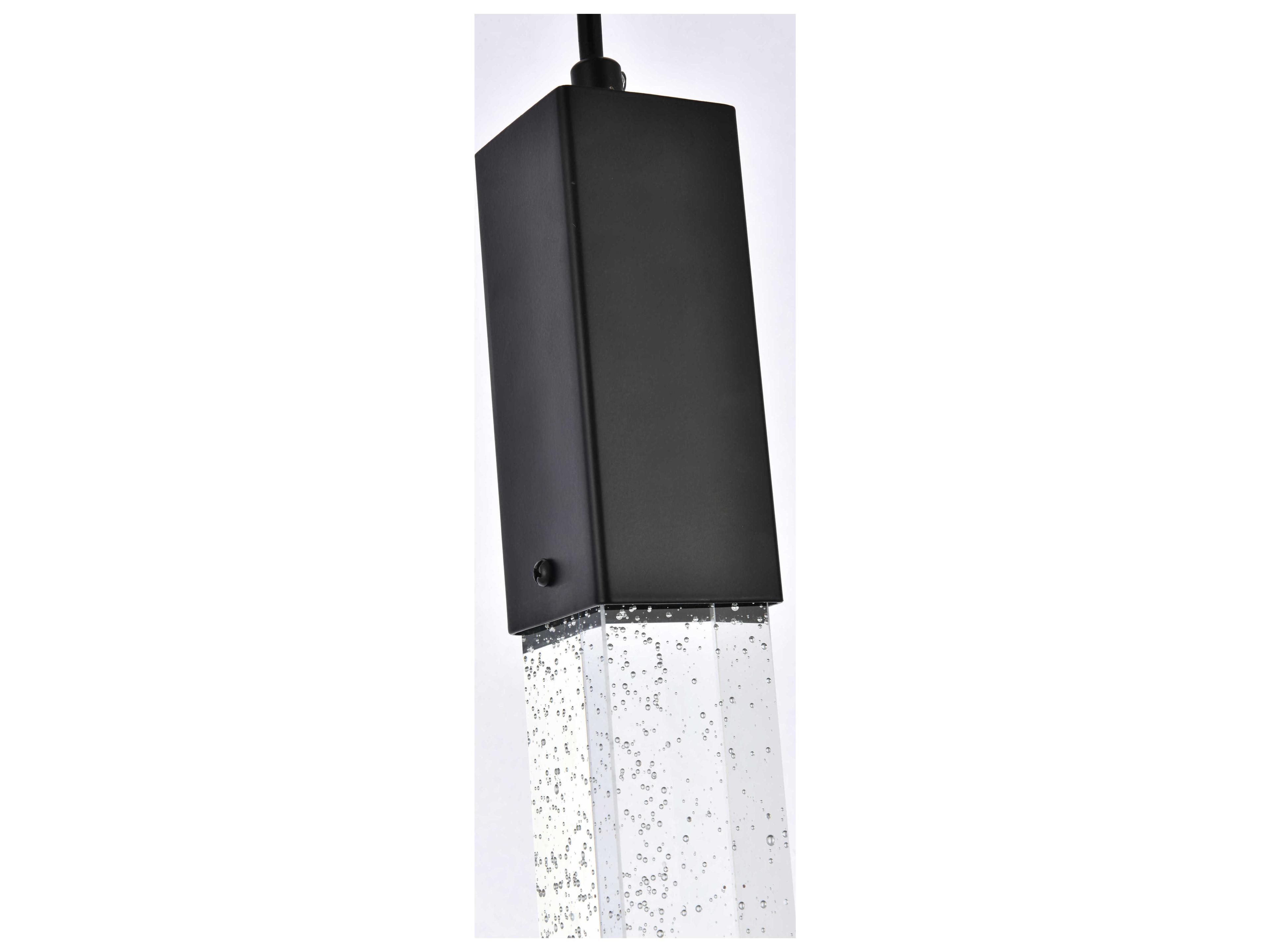 Elegant Lighting Weston 3-Light Black Crystal LED Cylinder Island Pendant