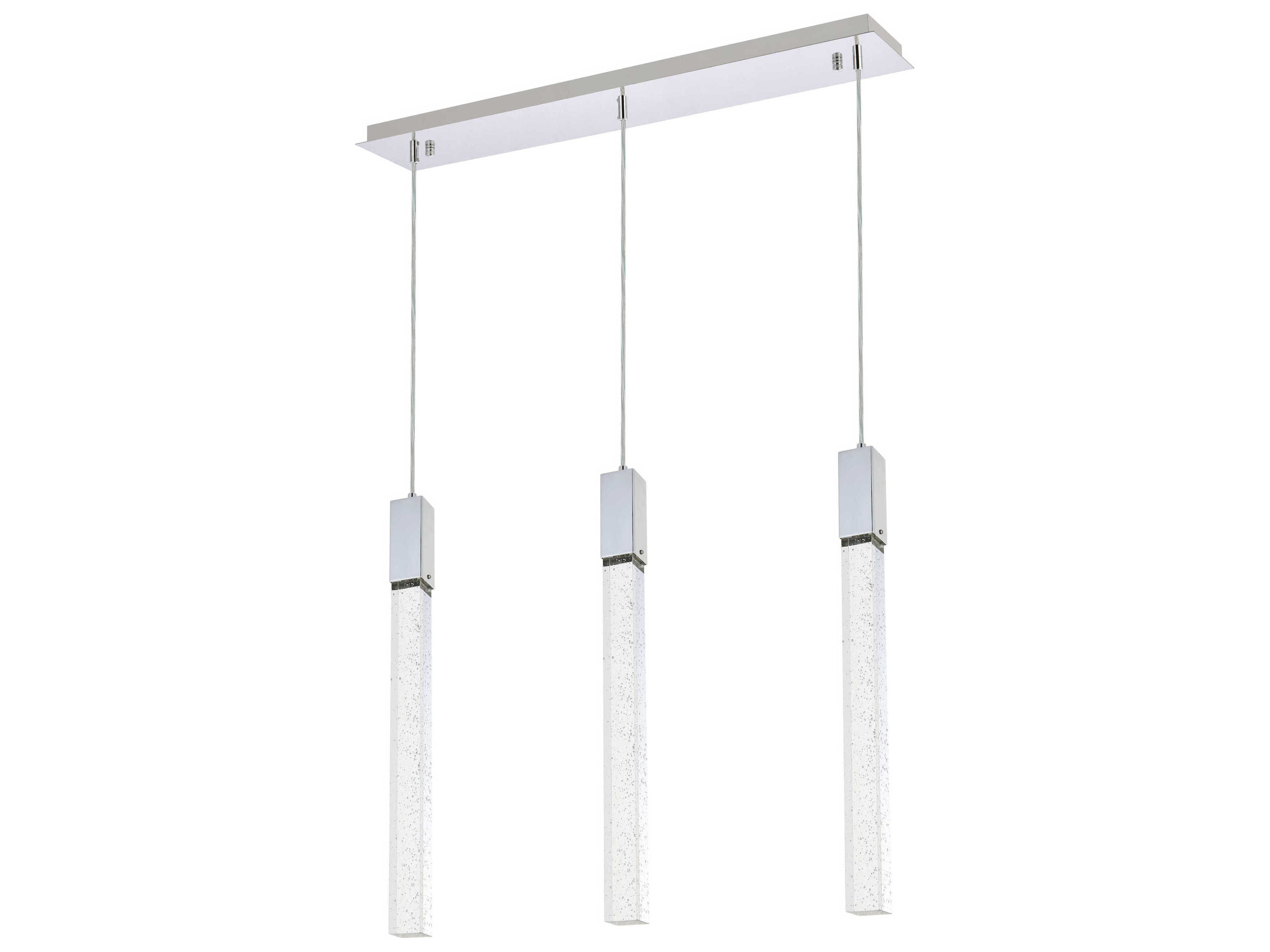 Elegant Lighting Weston 3-Light Chrome Crystal LED Cylinder Island Pendant