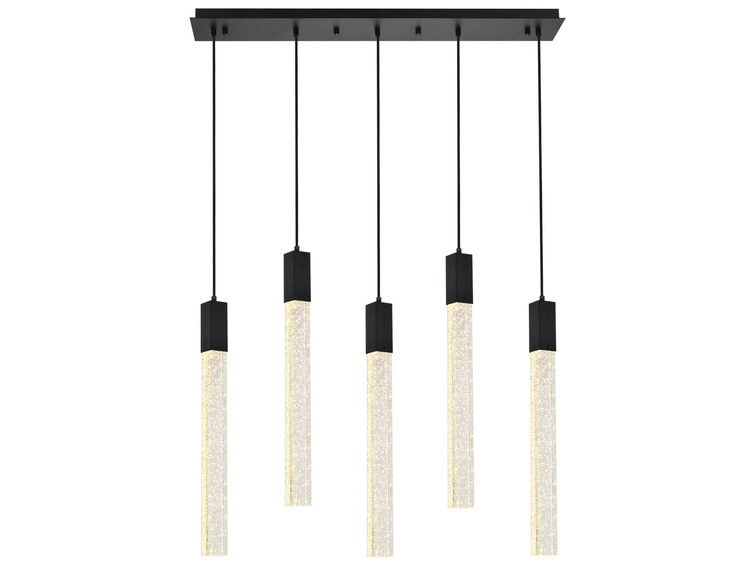 Elegant Lighting Weston 5-Light Black Crystal LED Cylinder Island Pendant