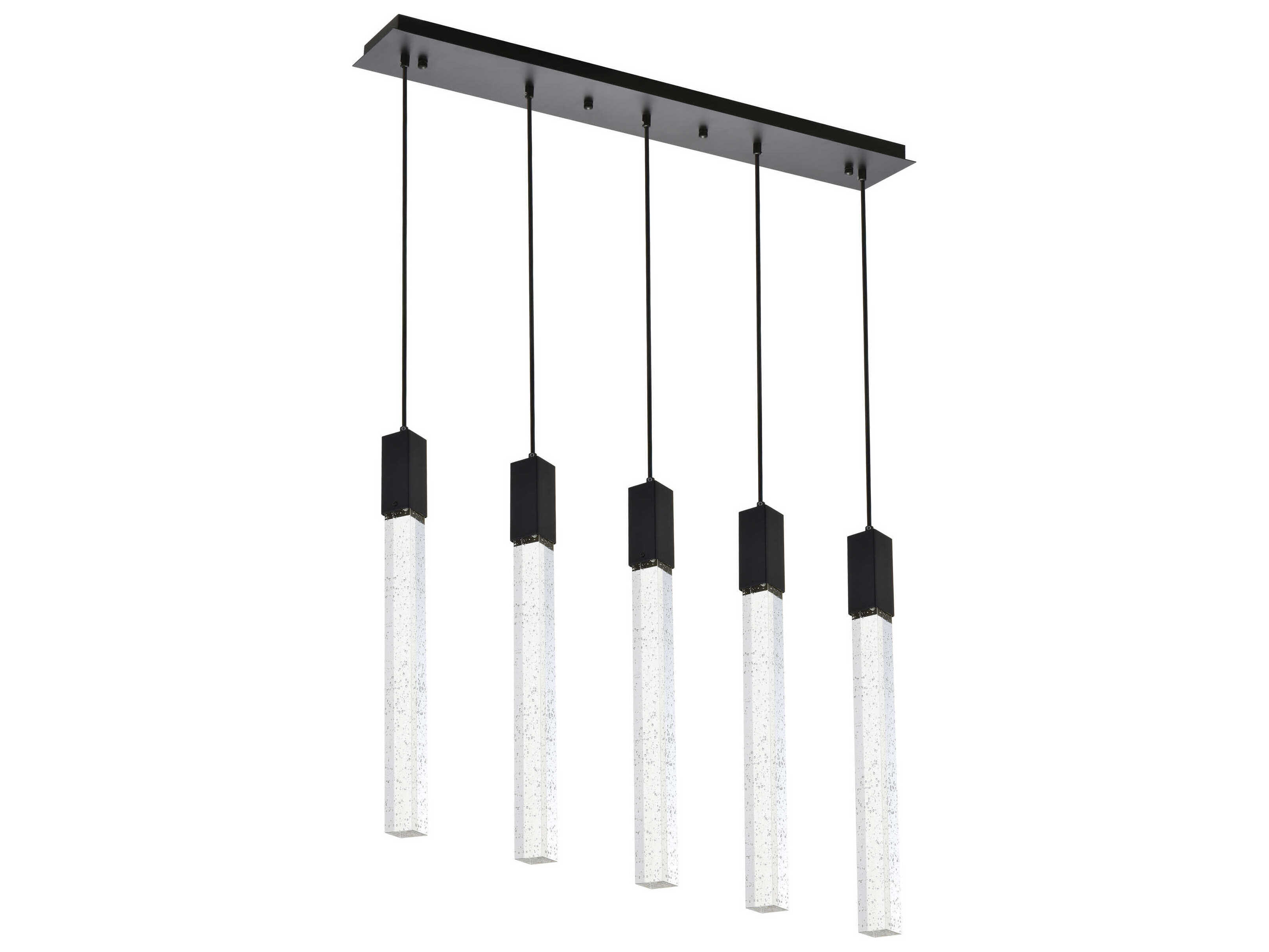 Elegant Lighting Weston 5-Light Black Crystal LED Cylinder Island Pendant