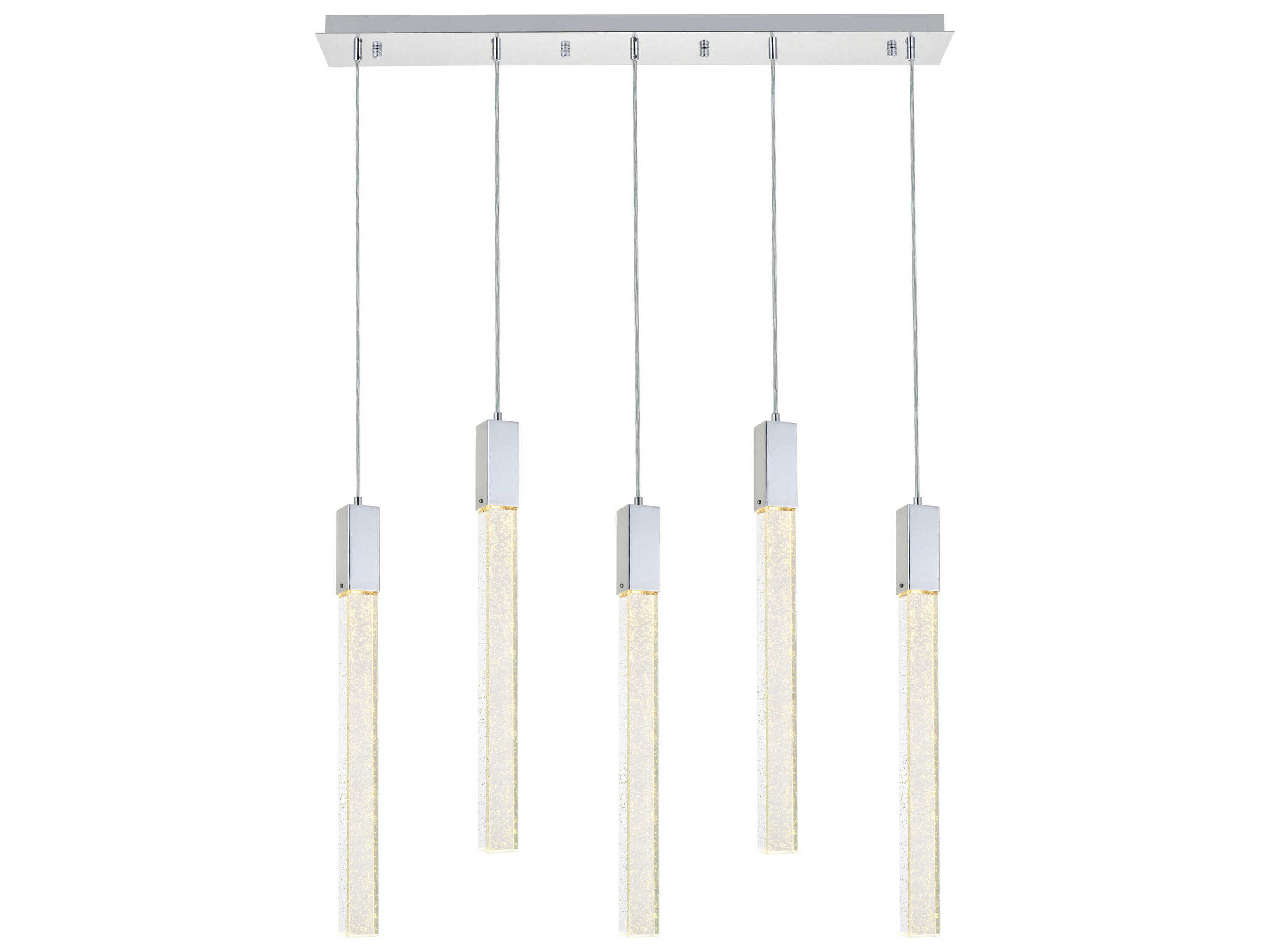 Elegant Lighting Weston 5-Light Chrome Crystal LED Cylinder Island Pendant