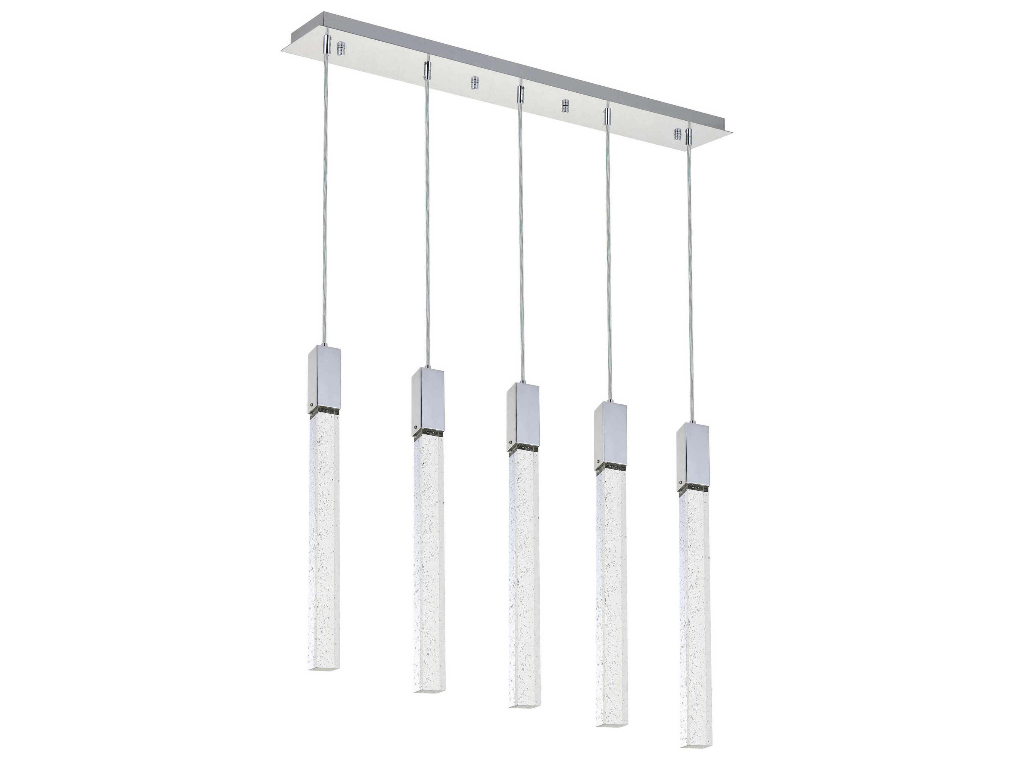 Elegant Lighting Weston 5-Light Chrome Crystal LED Cylinder Island Pendant