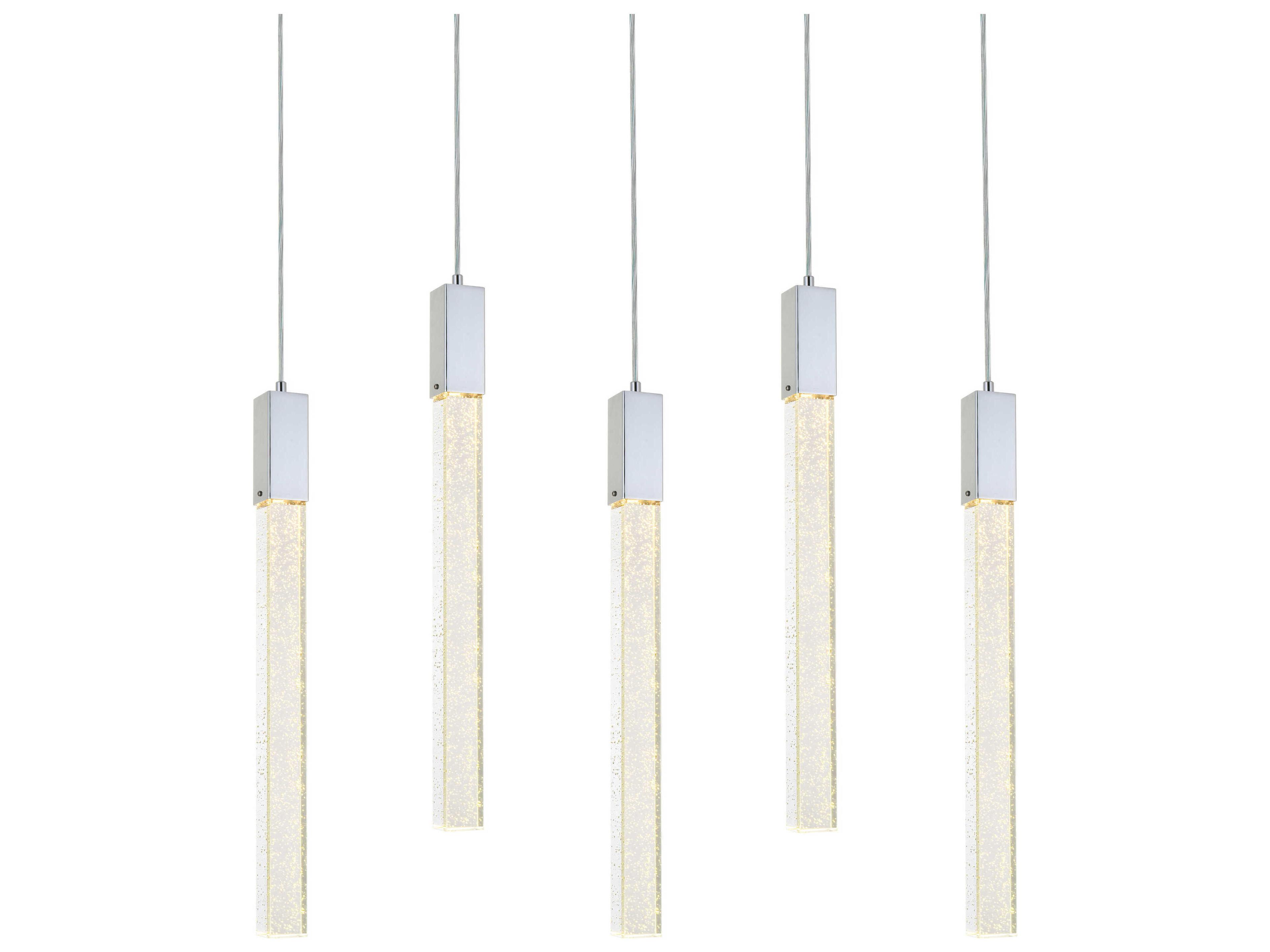 Elegant Lighting Weston 5-Light Chrome Crystal LED Cylinder Island Pendant