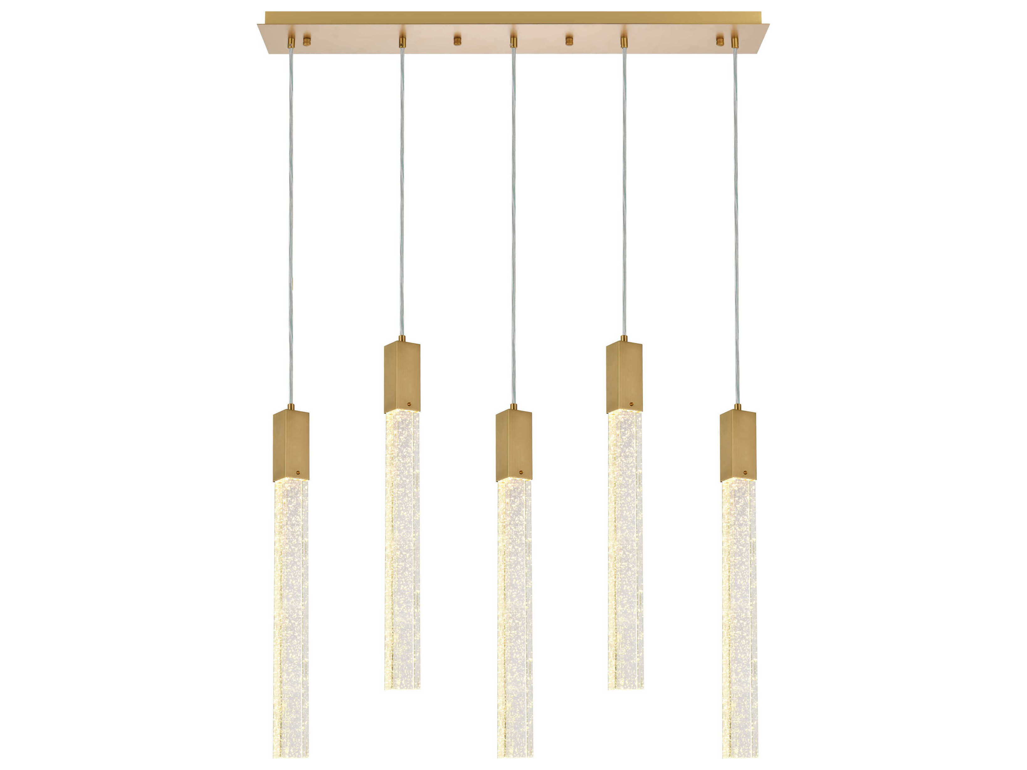 Elegant Lighting Weston 5-Light Satin Gold Crystal LED Cylinder Island Pendant