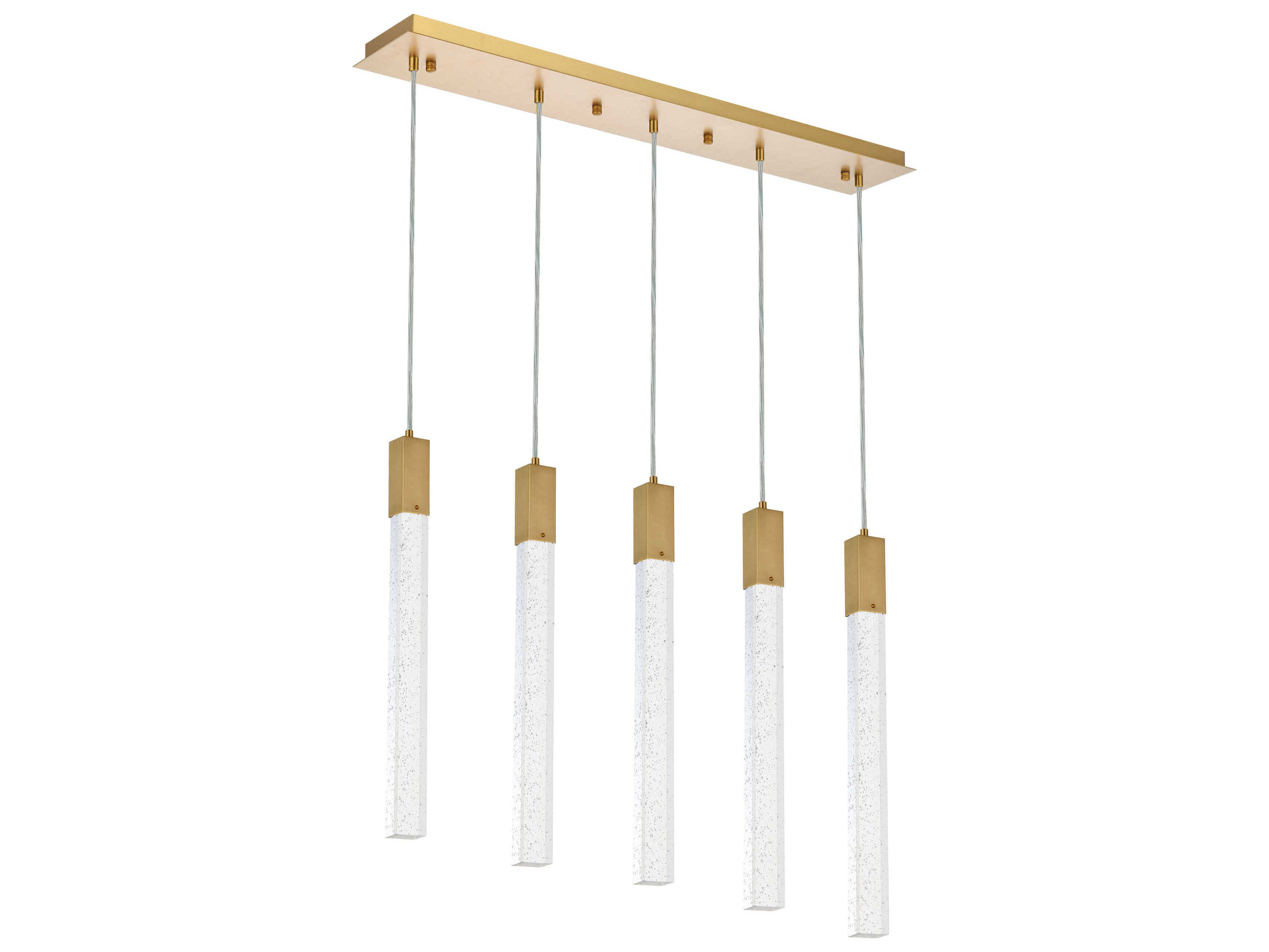 Elegant Lighting Weston 5-Light Satin Gold Crystal LED Cylinder Island Pendant