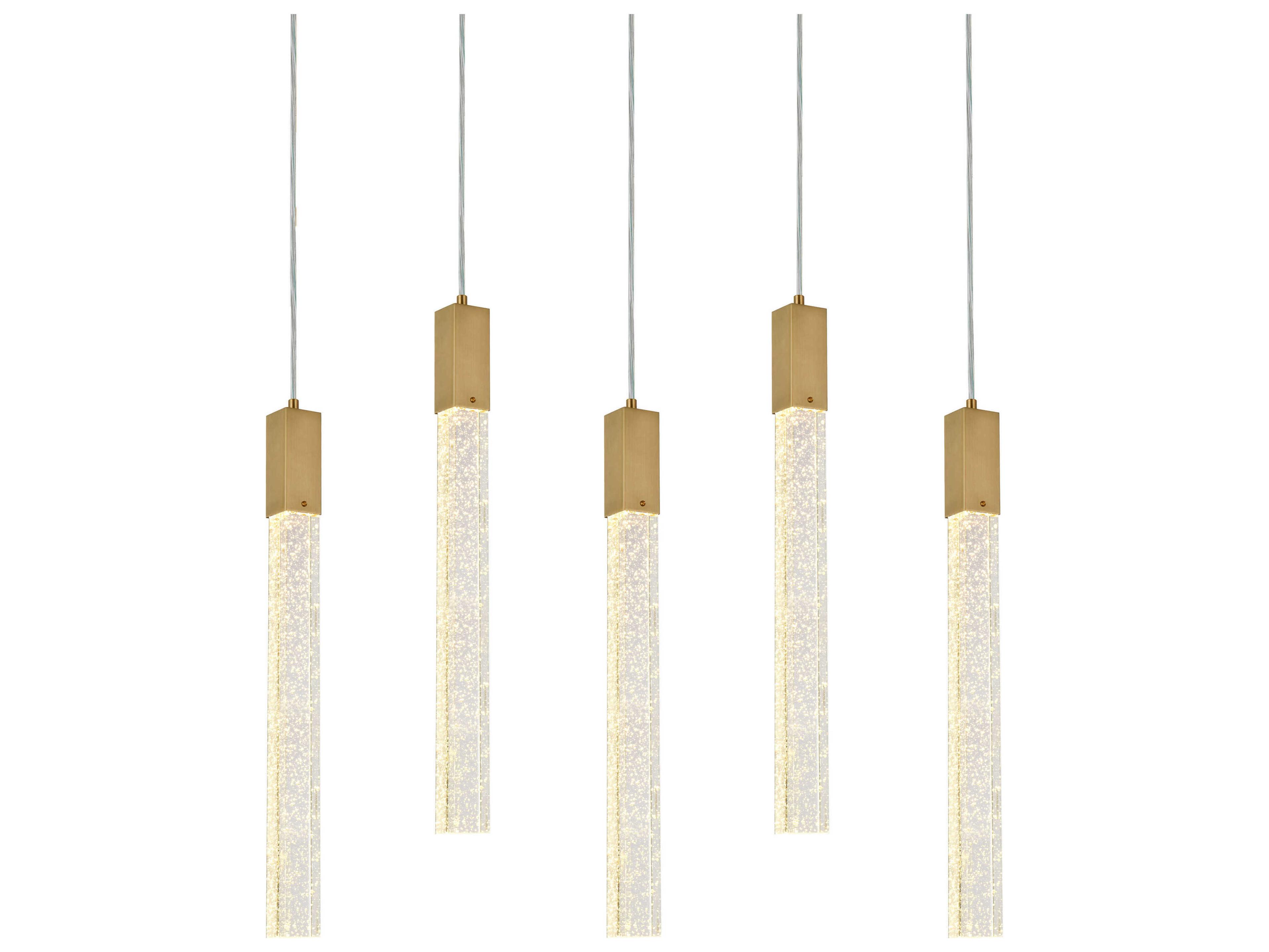 Elegant Lighting Weston 5-Light Satin Gold Crystal LED Cylinder Island Pendant