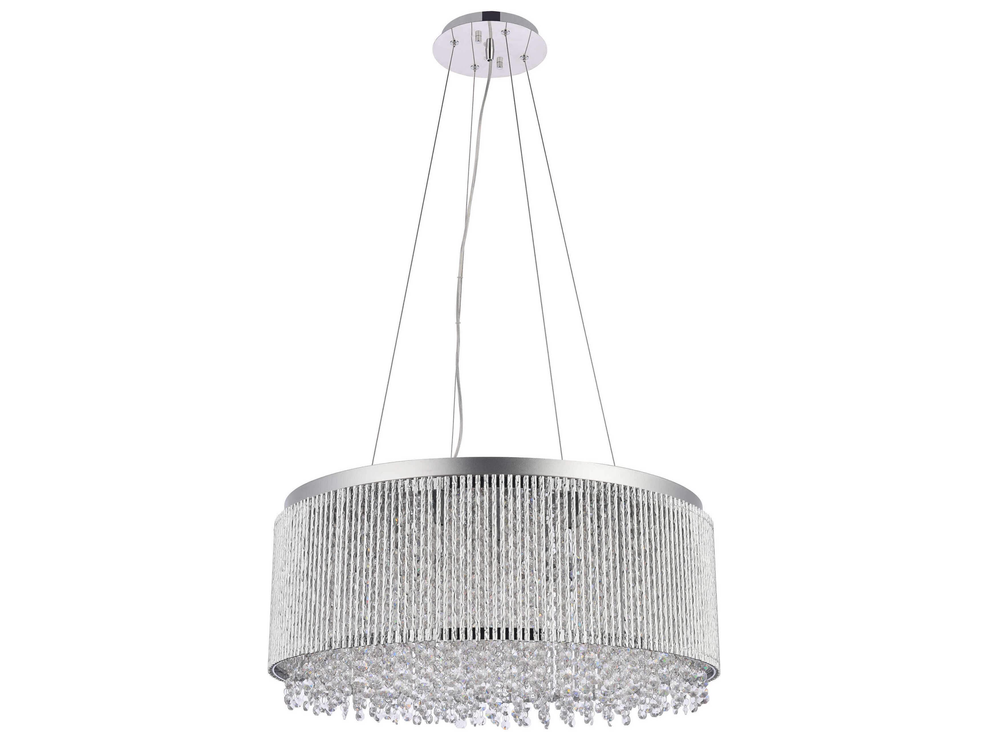 Elegant Lighting Influx 1-Light Chrome Clear Crystal Drum Pendant