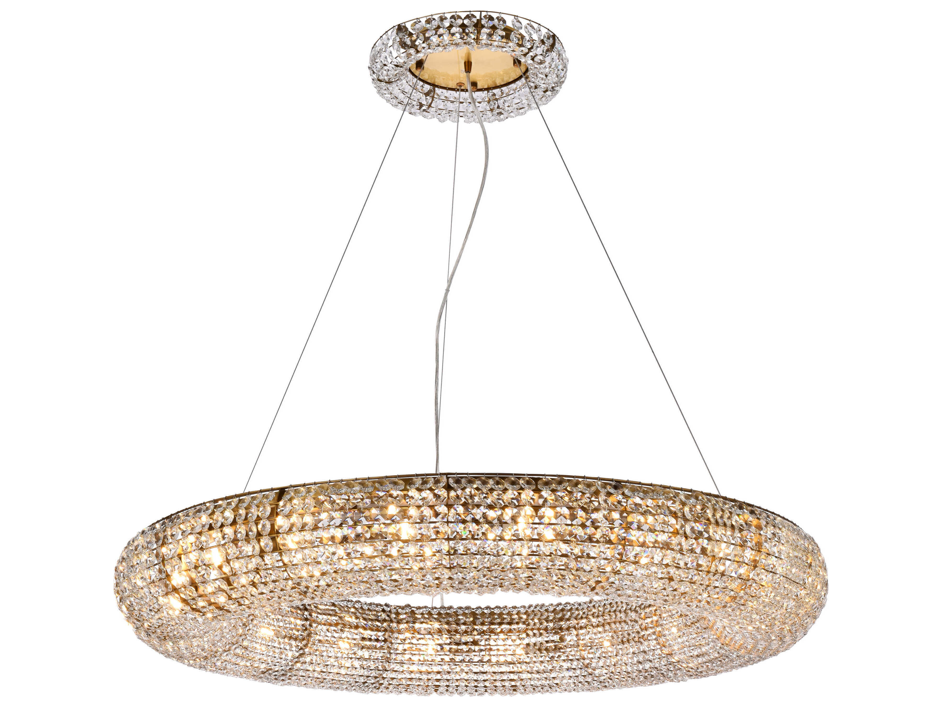 Elegant Lighting Paris 18-Light8-Light Gold And Clear Crystal Round Pendant