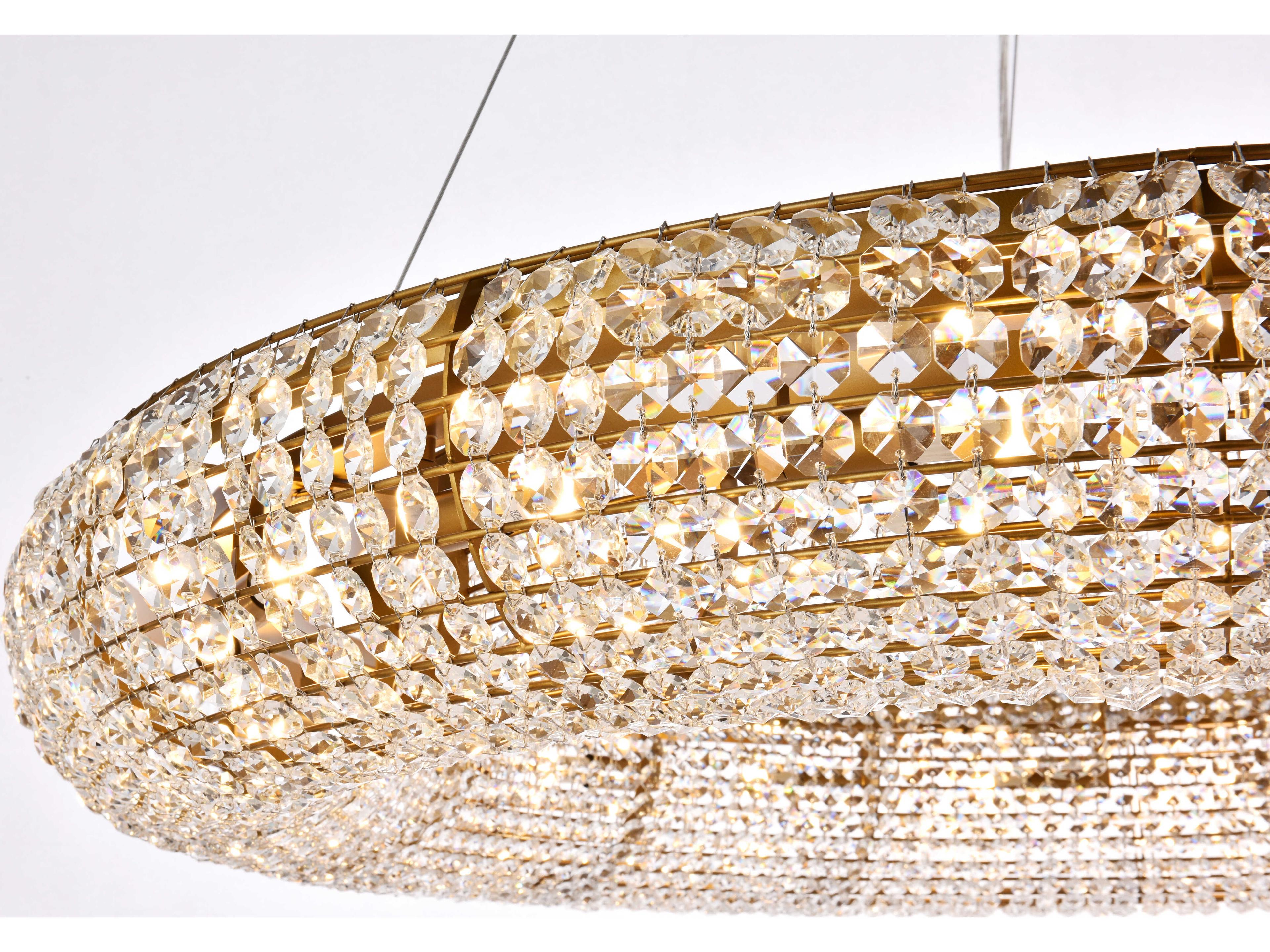 Elegant Lighting Paris 18-Light8-Light Gold And Clear Crystal Round Pendant